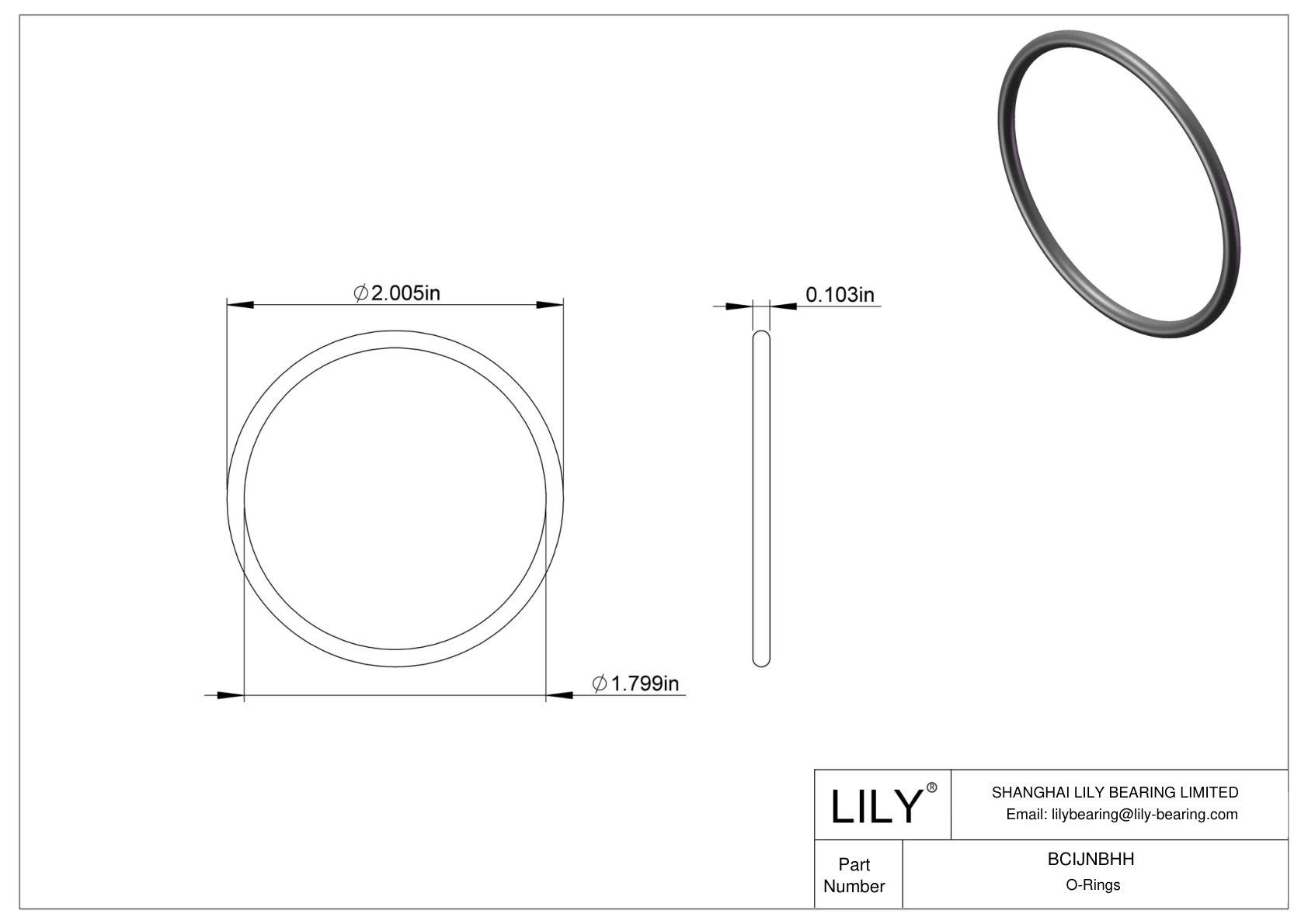 BCIJNBHH Water And Steam Resistant O-Rings cad drawing