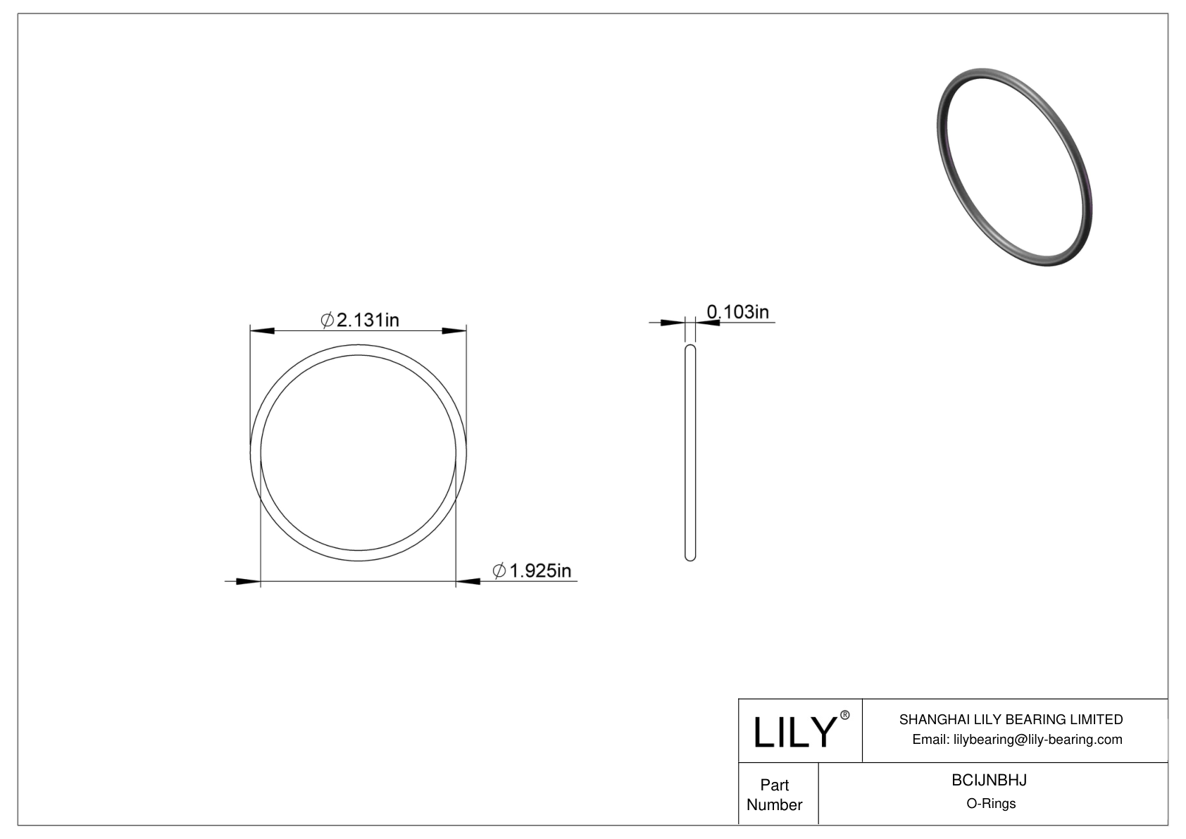 BCIJNBHJ Water And Steam Resistant O-Rings cad drawing