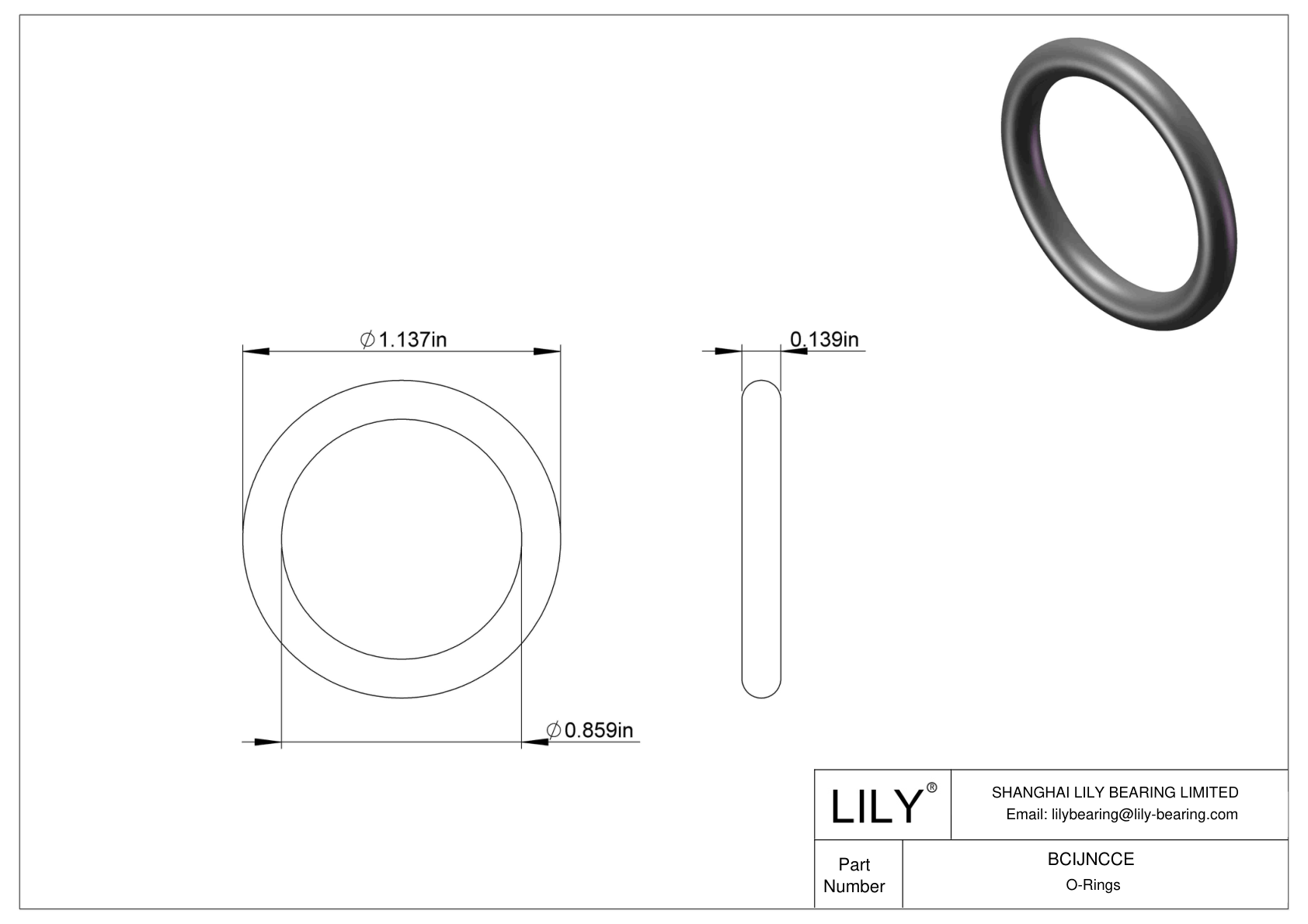 BCIJNCCE Water And Steam Resistant O-Rings cad drawing