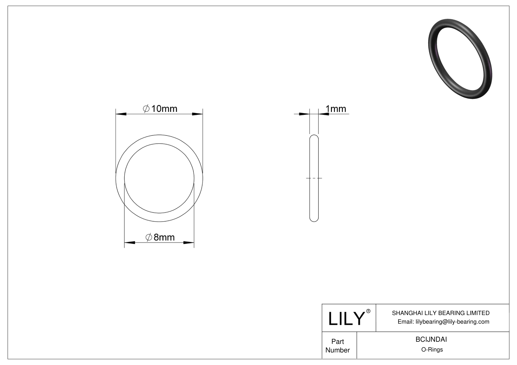 BCIJNDAI Water And Steam Resistant O-Rings cad drawing