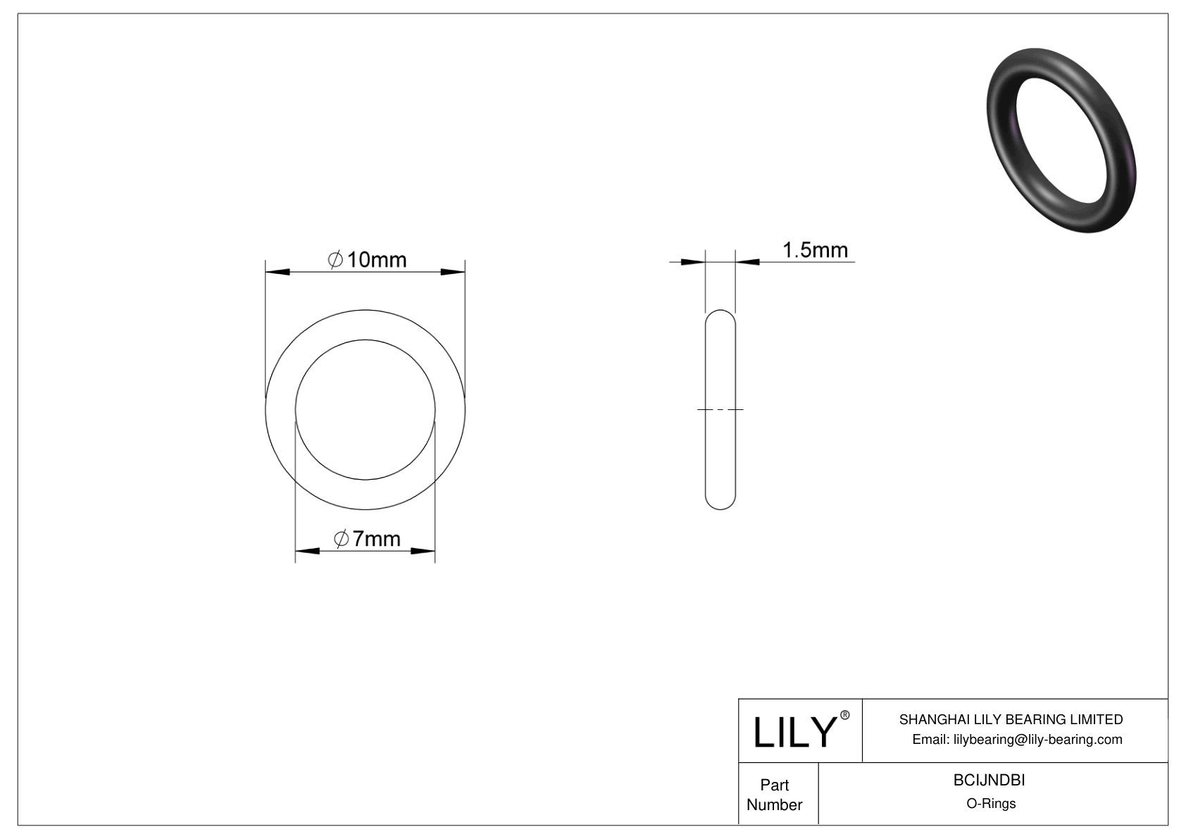 BCIJNDBI Water And Steam Resistant O-Rings cad drawing