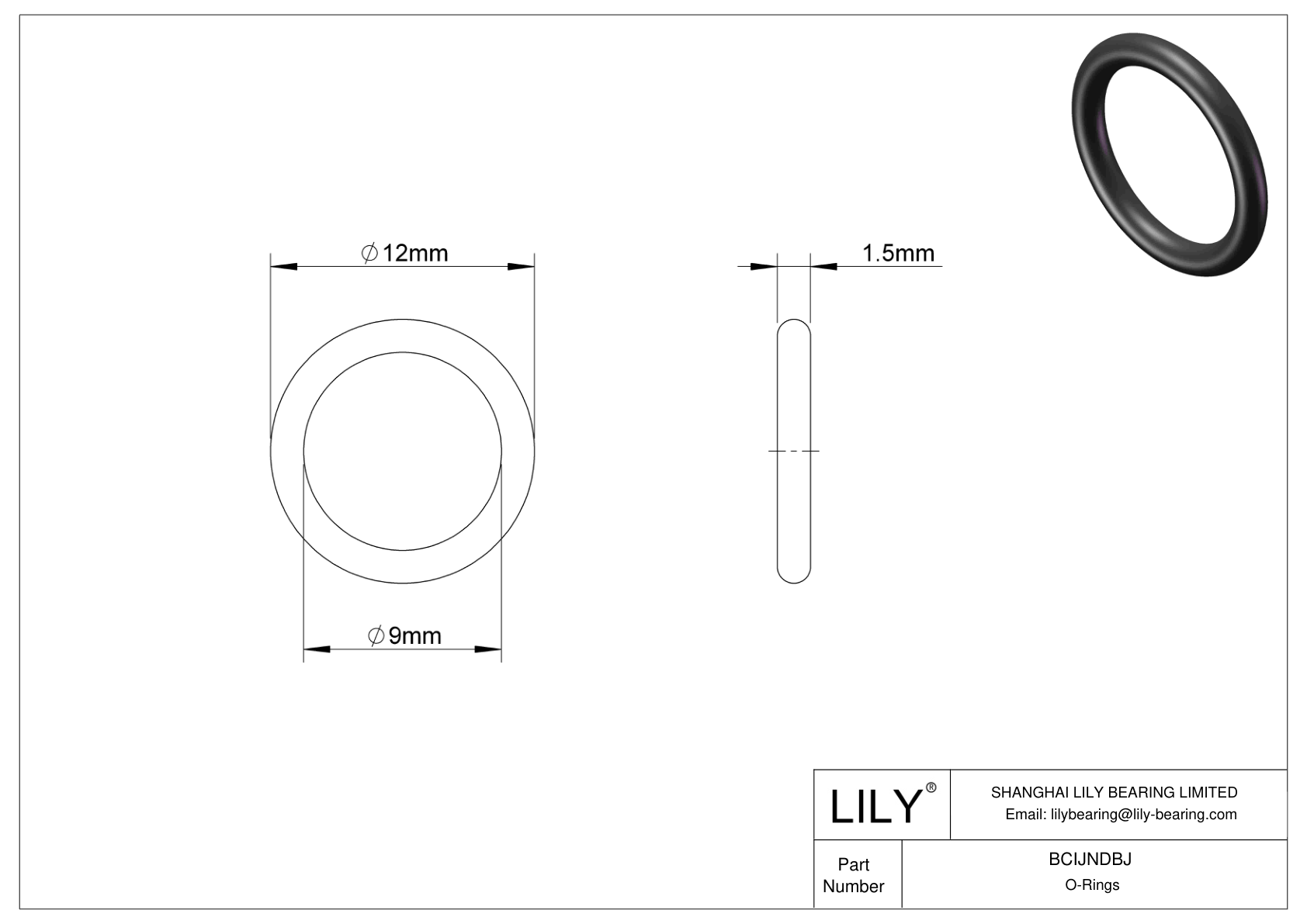 BCIJNDBJ Water And Steam Resistant O-Rings cad drawing