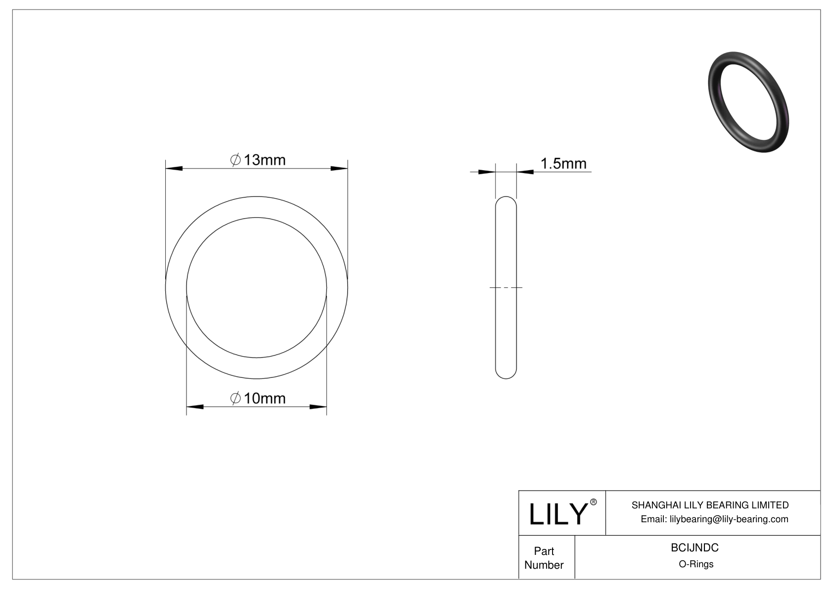 BCIJNDC Water And Steam Resistant O-Rings cad drawing