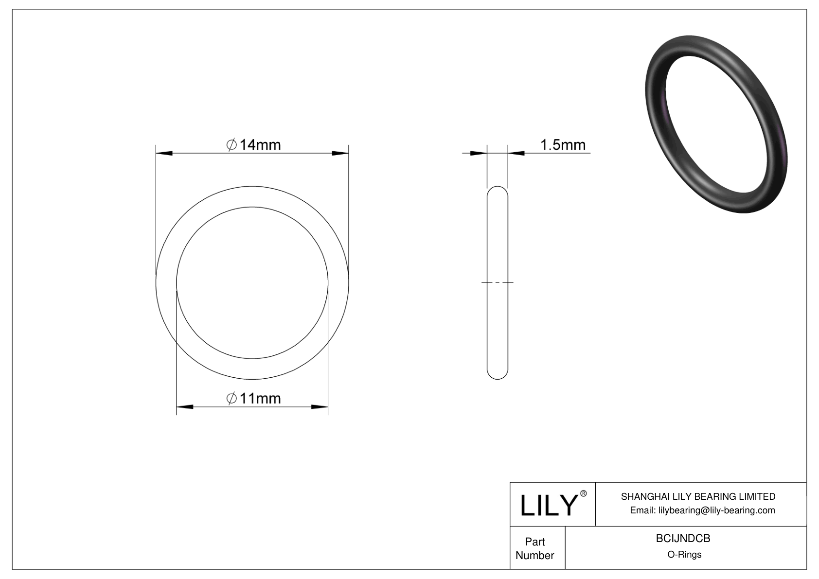 BCIJNDCB Water And Steam Resistant O-Rings cad drawing