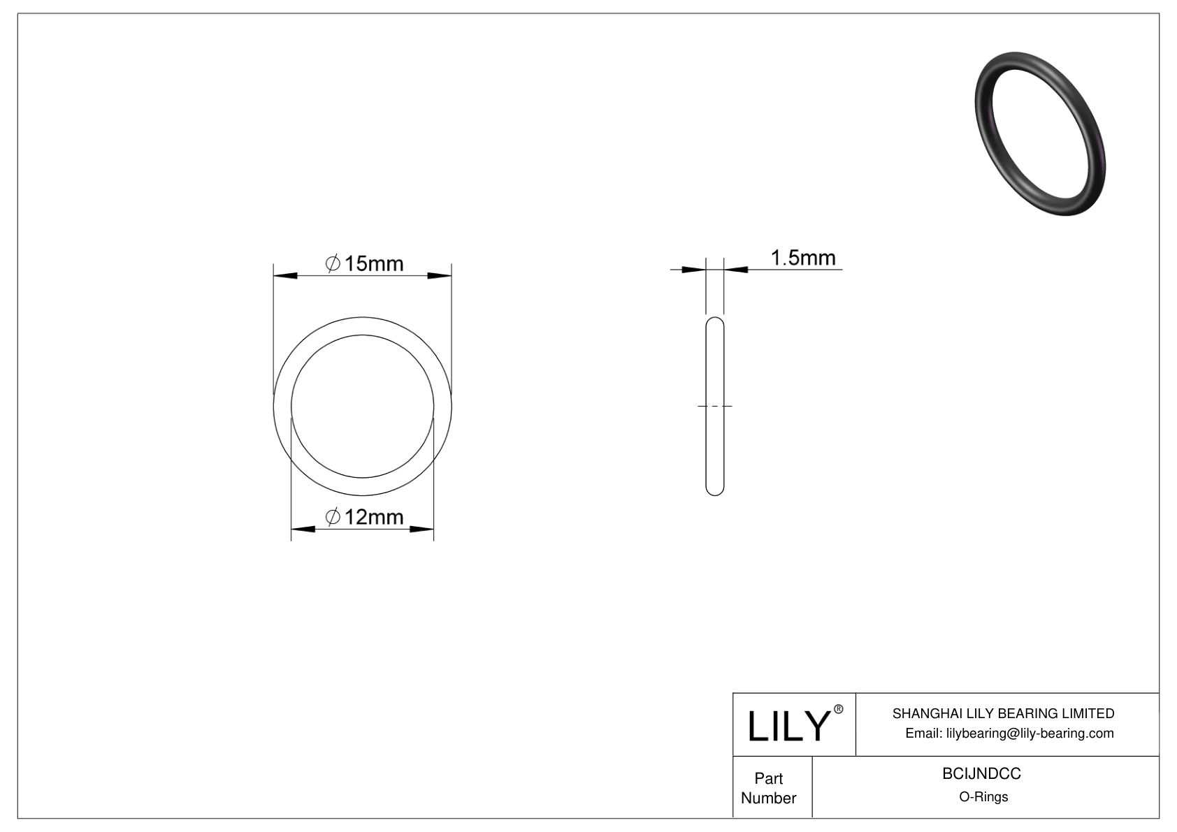 BCIJNDCC Water And Steam Resistant O-Rings cad drawing