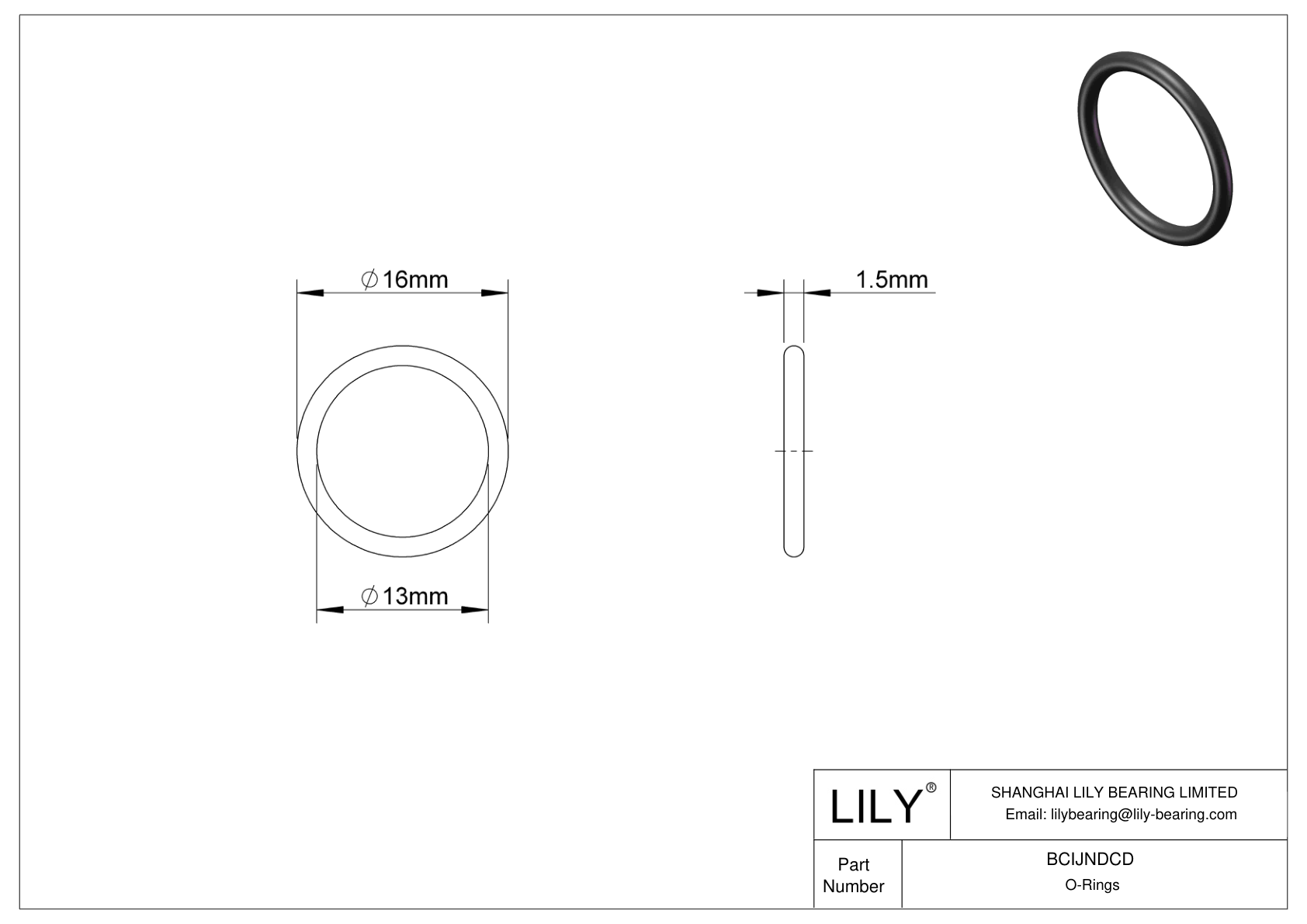 BCIJNDCD Water And Steam Resistant O-Rings cad drawing