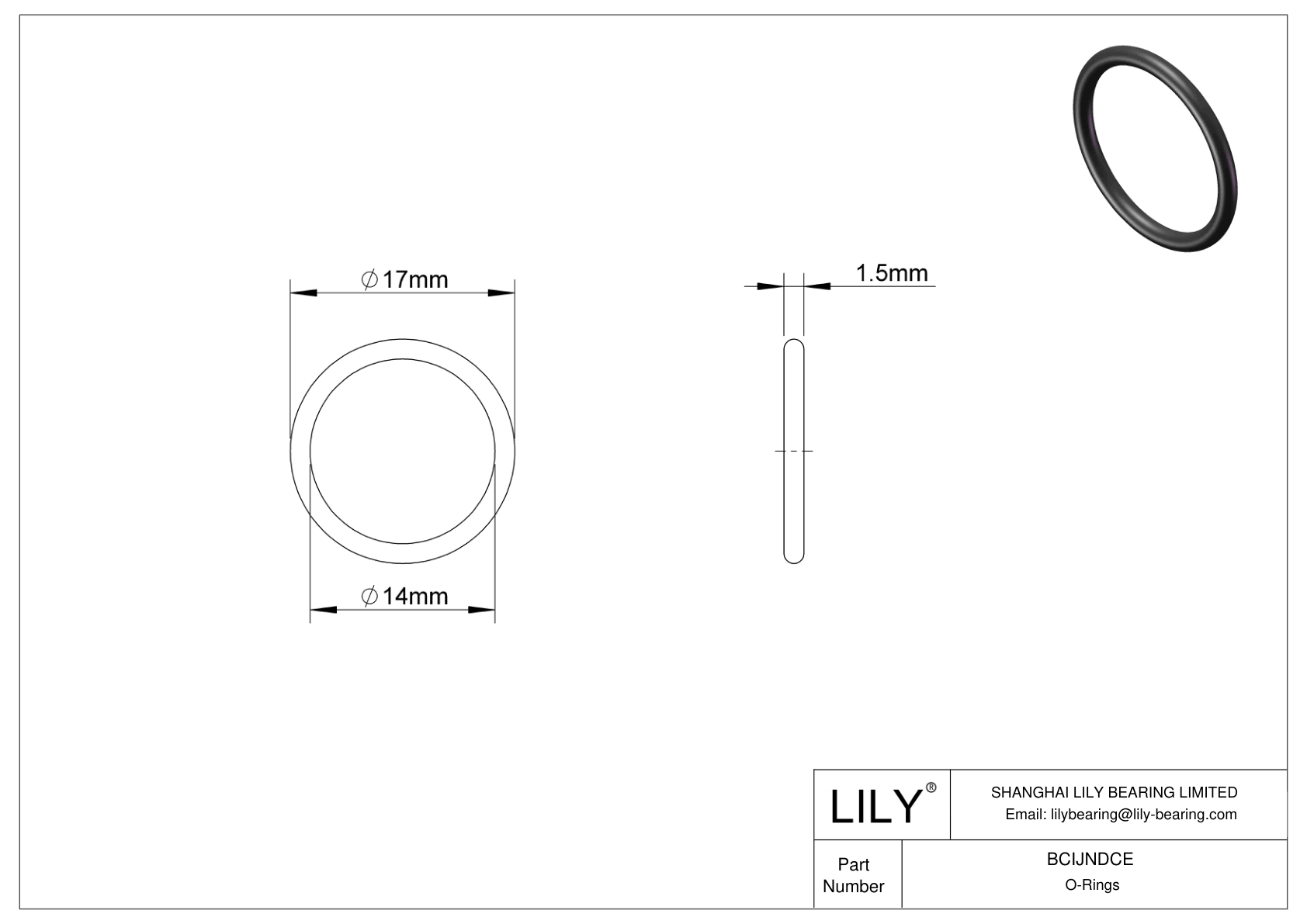 BCIJNDCE Water And Steam Resistant O-Rings cad drawing