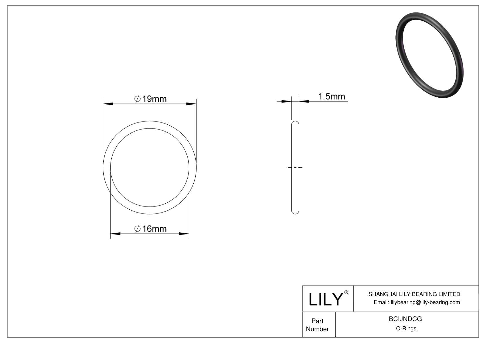 BCIJNDCG Water And Steam Resistant O-Rings cad drawing