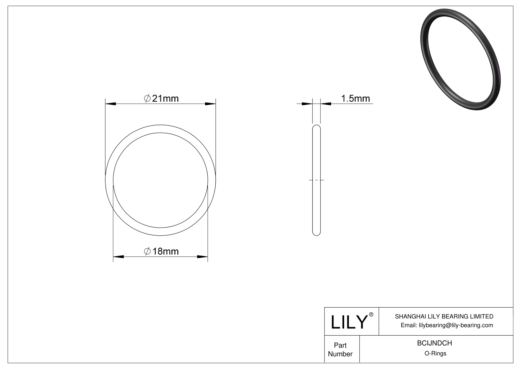 BCIJNDCH Water And Steam Resistant O-Rings cad drawing