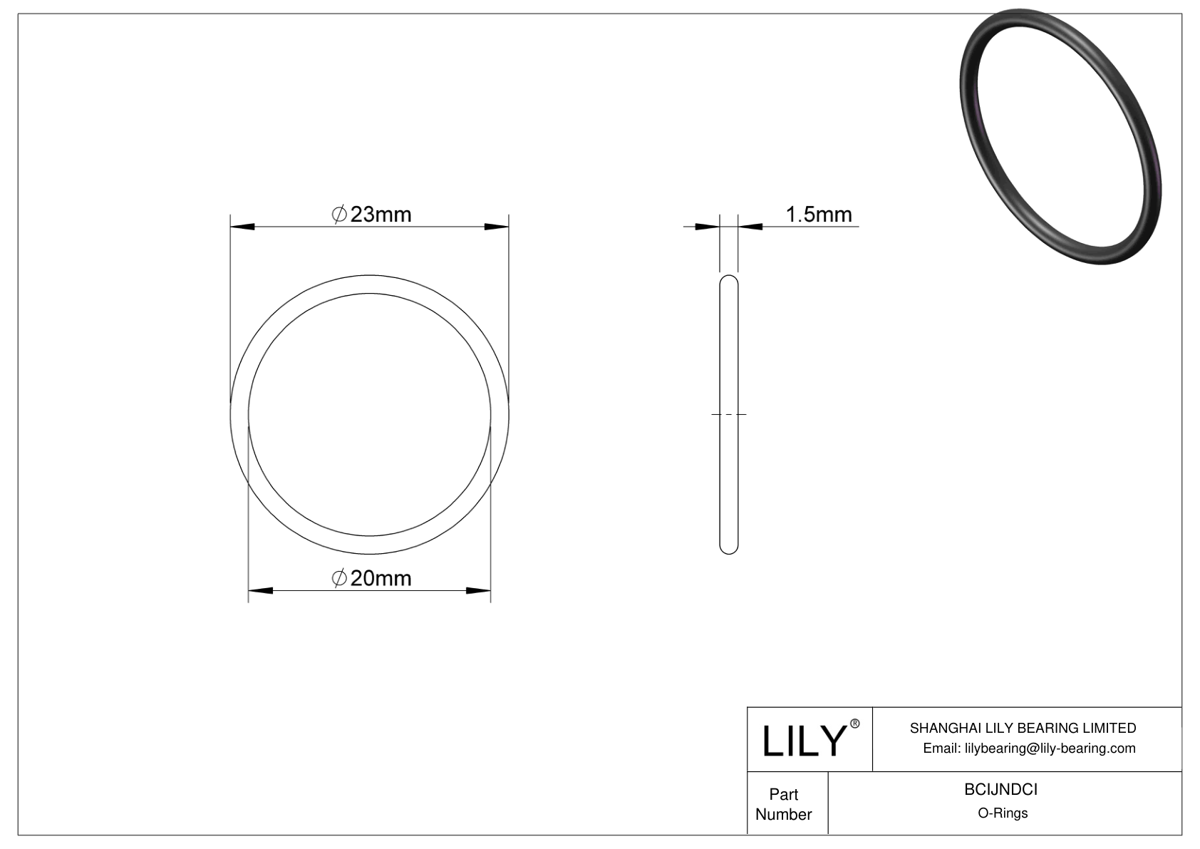 BCIJNDCI Water And Steam Resistant O-Rings cad drawing