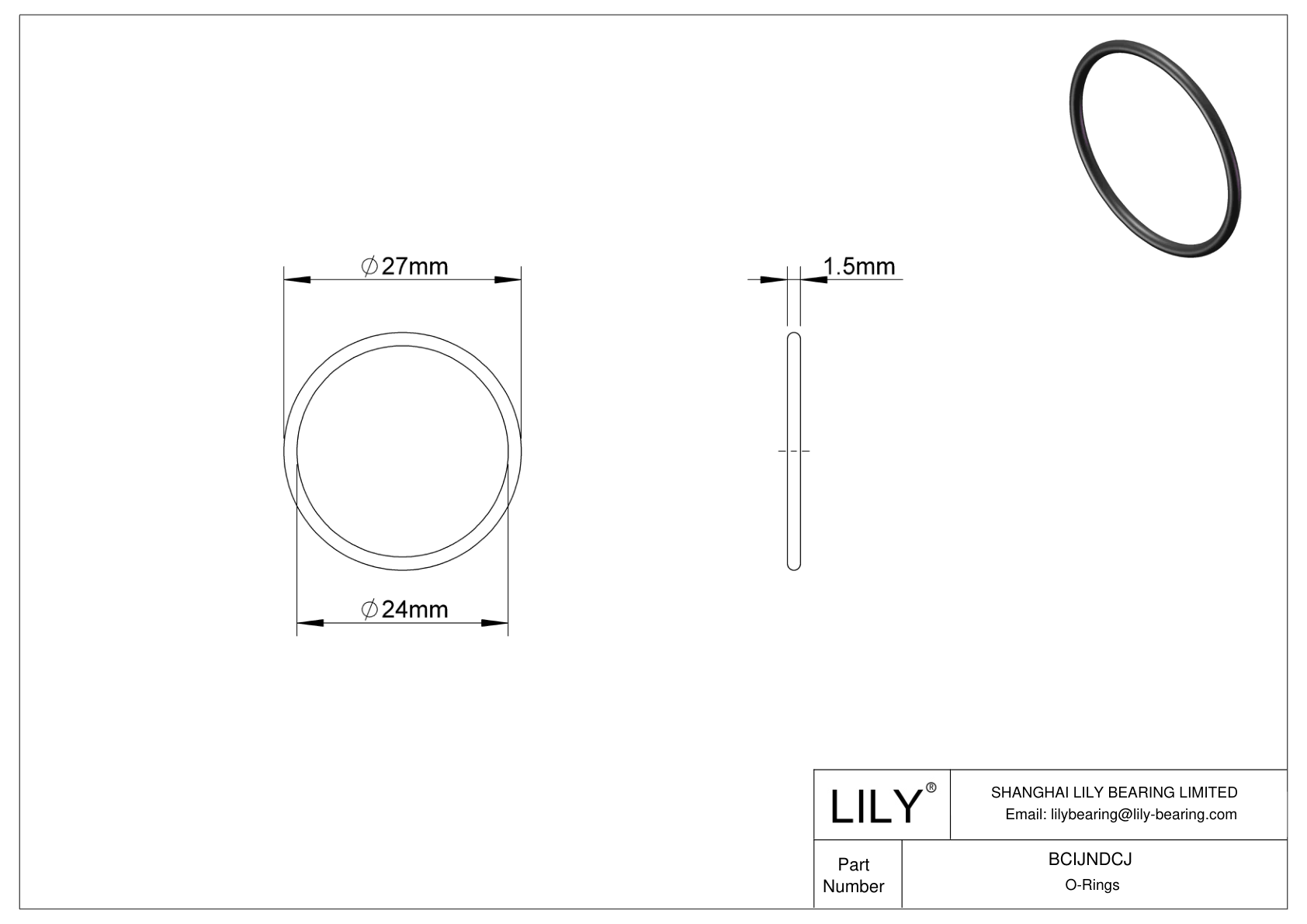 BCIJNDCJ Water And Steam Resistant O-Rings cad drawing