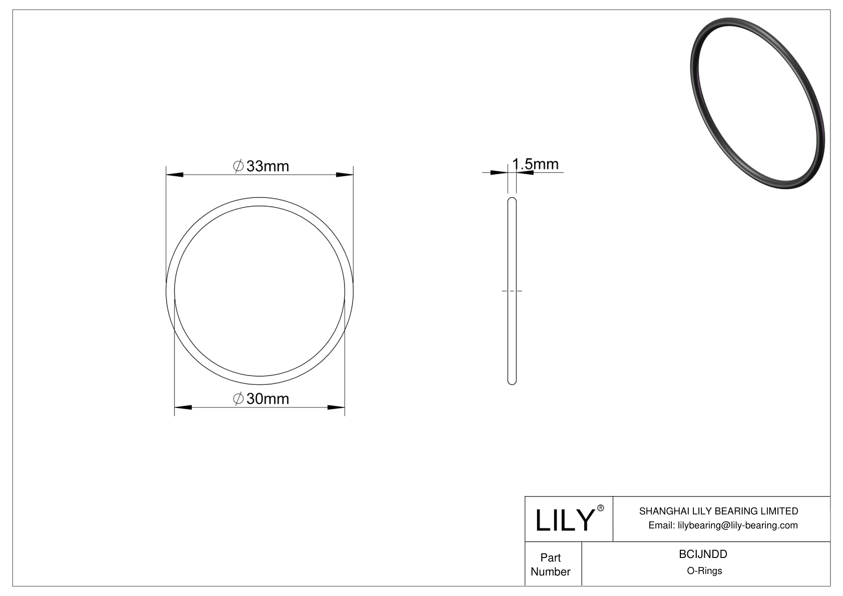 BCIJNDD Water And Steam Resistant O-Rings cad drawing