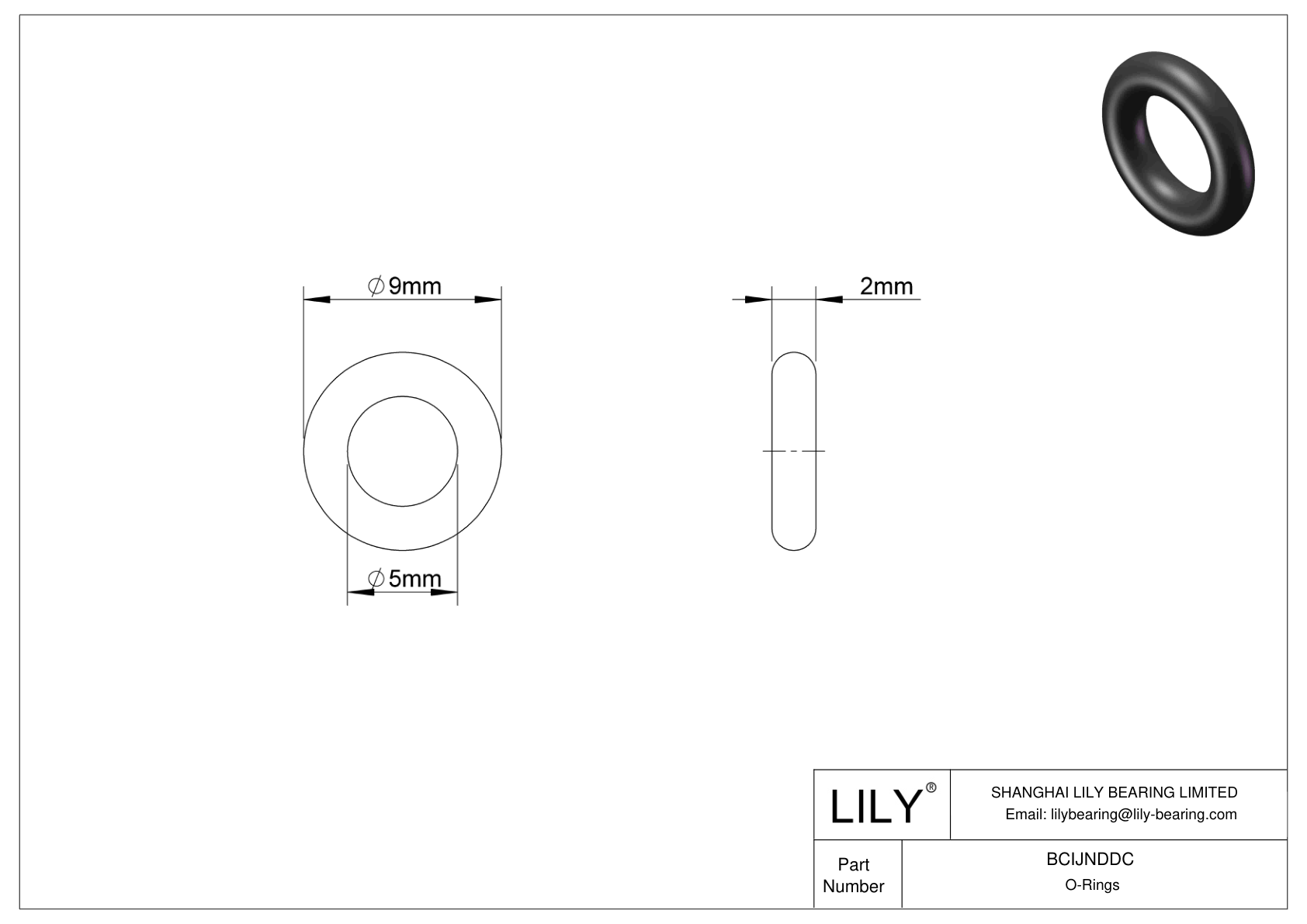 BCIJNDDC Water And Steam Resistant O-Rings cad drawing