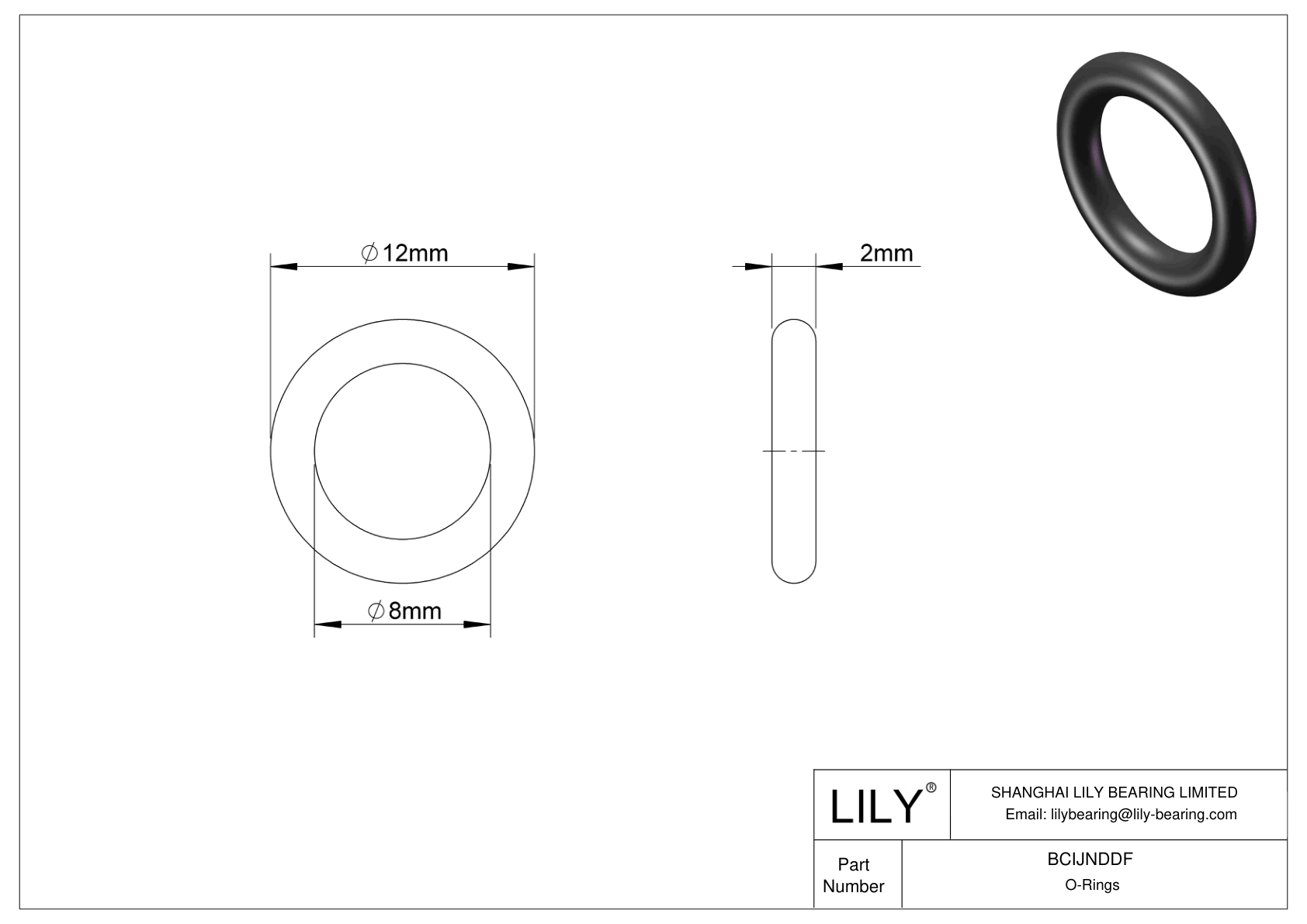 BCIJNDDF Water And Steam Resistant O-Rings cad drawing