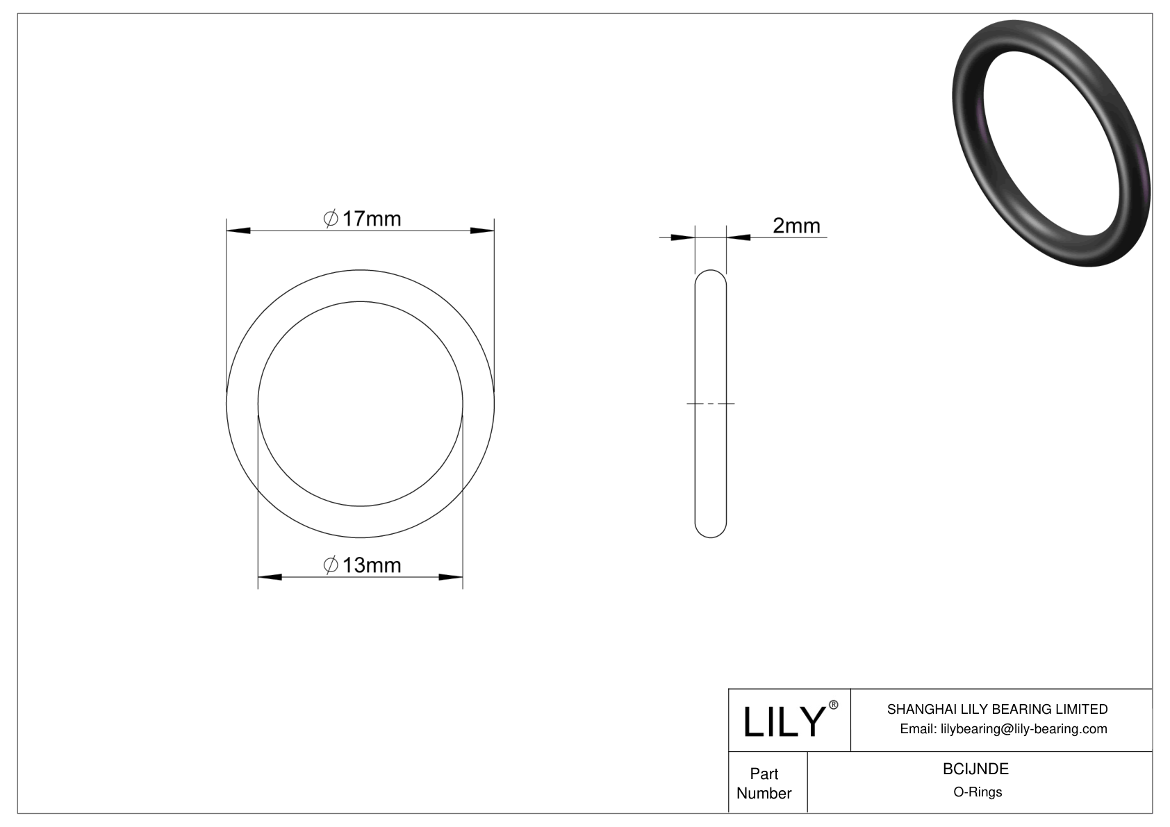 BCIJNDE Water And Steam Resistant O-Rings cad drawing