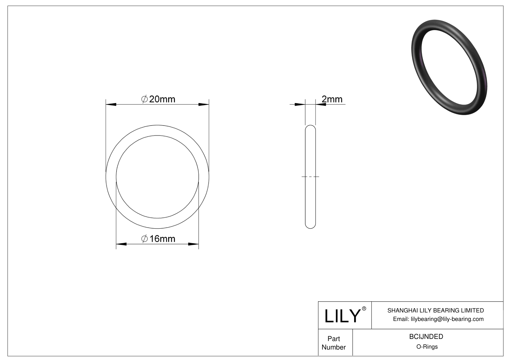 BCIJNDED Water And Steam Resistant O-Rings cad drawing