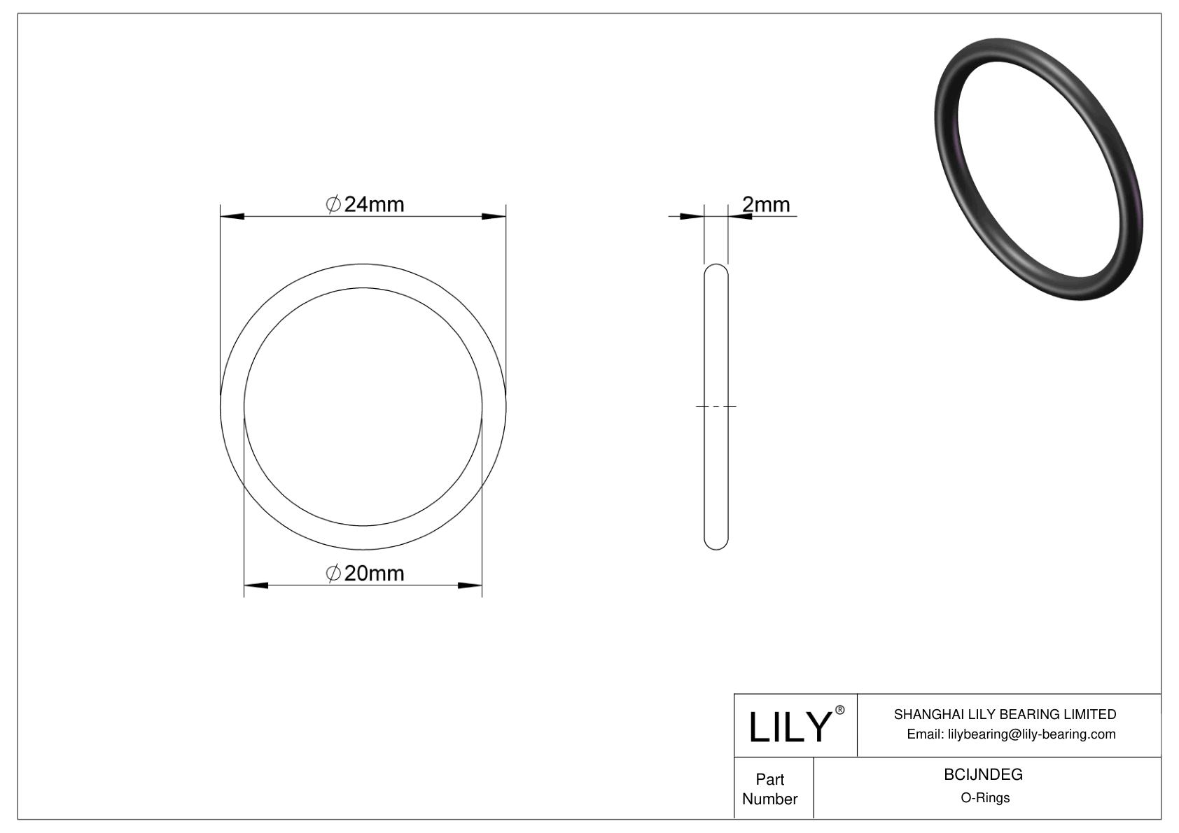 BCIJNDEG Water And Steam Resistant O-Rings cad drawing