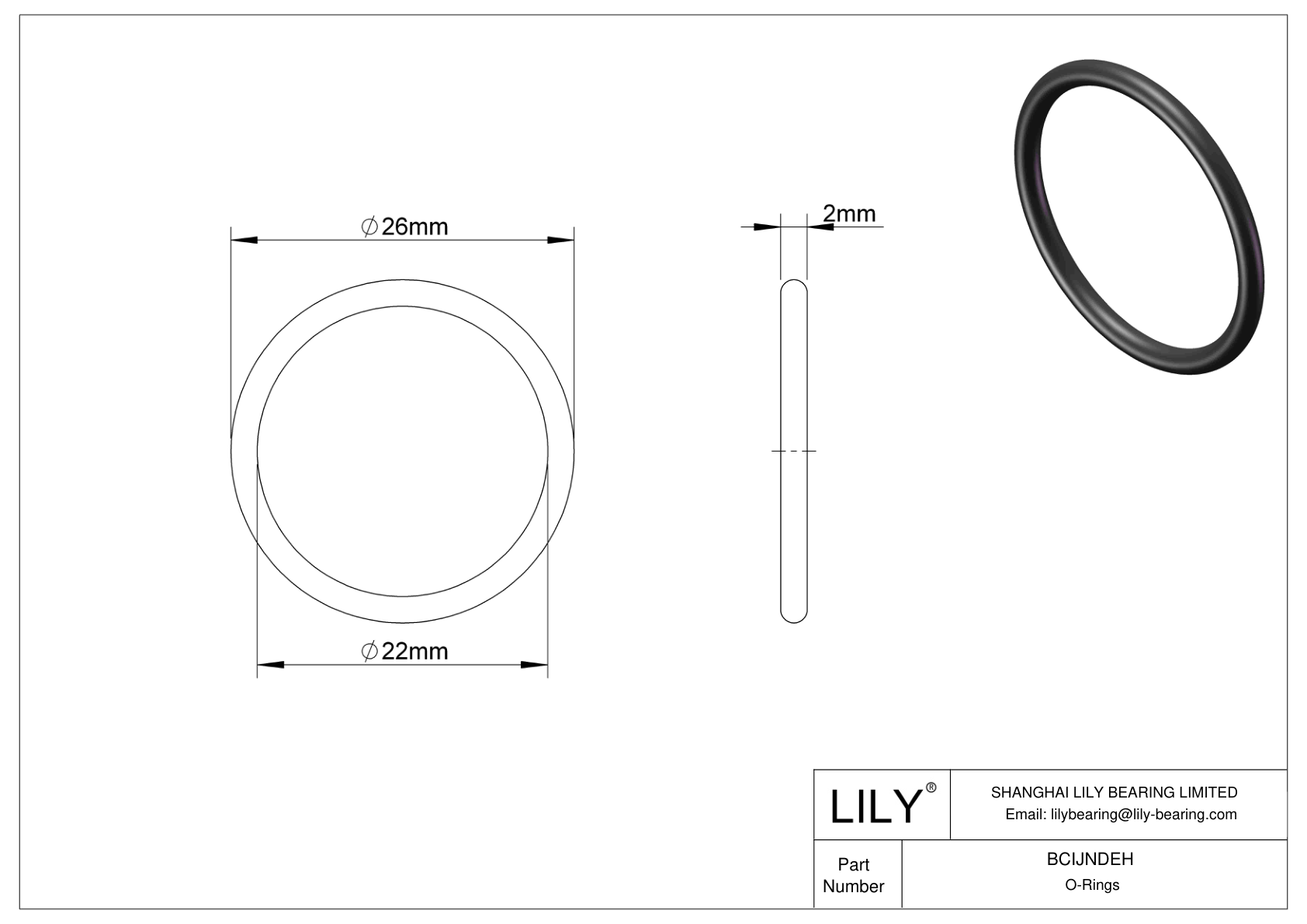 BCIJNDEH Water And Steam Resistant O-Rings cad drawing