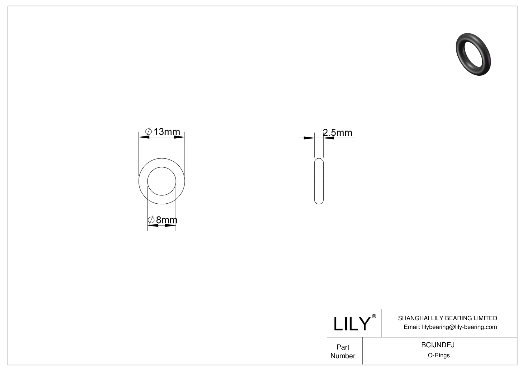 BCIJNDEJ Water And Steam Resistant O-Rings cad drawing