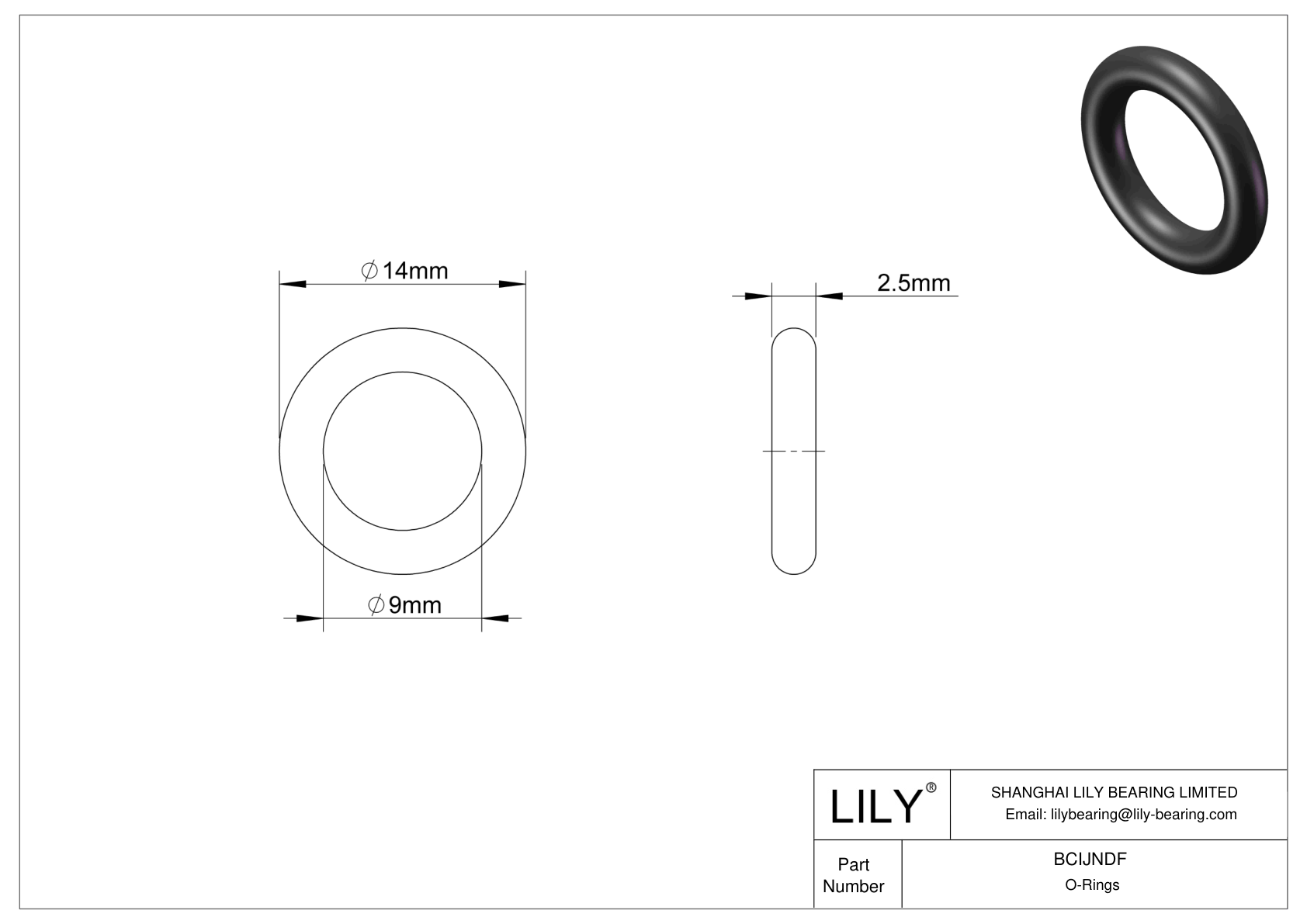 BCIJNDF Water And Steam Resistant O-Rings cad drawing