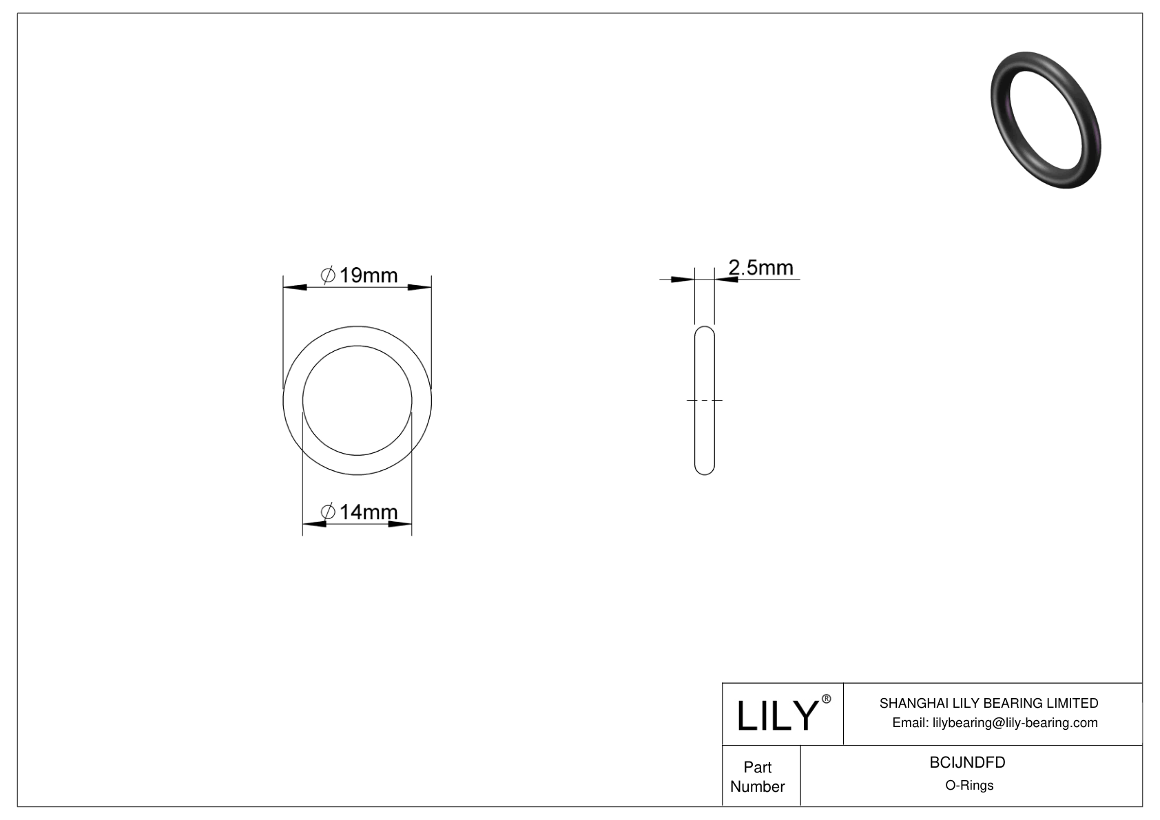 BCIJNDFD Water And Steam Resistant O-Rings cad drawing