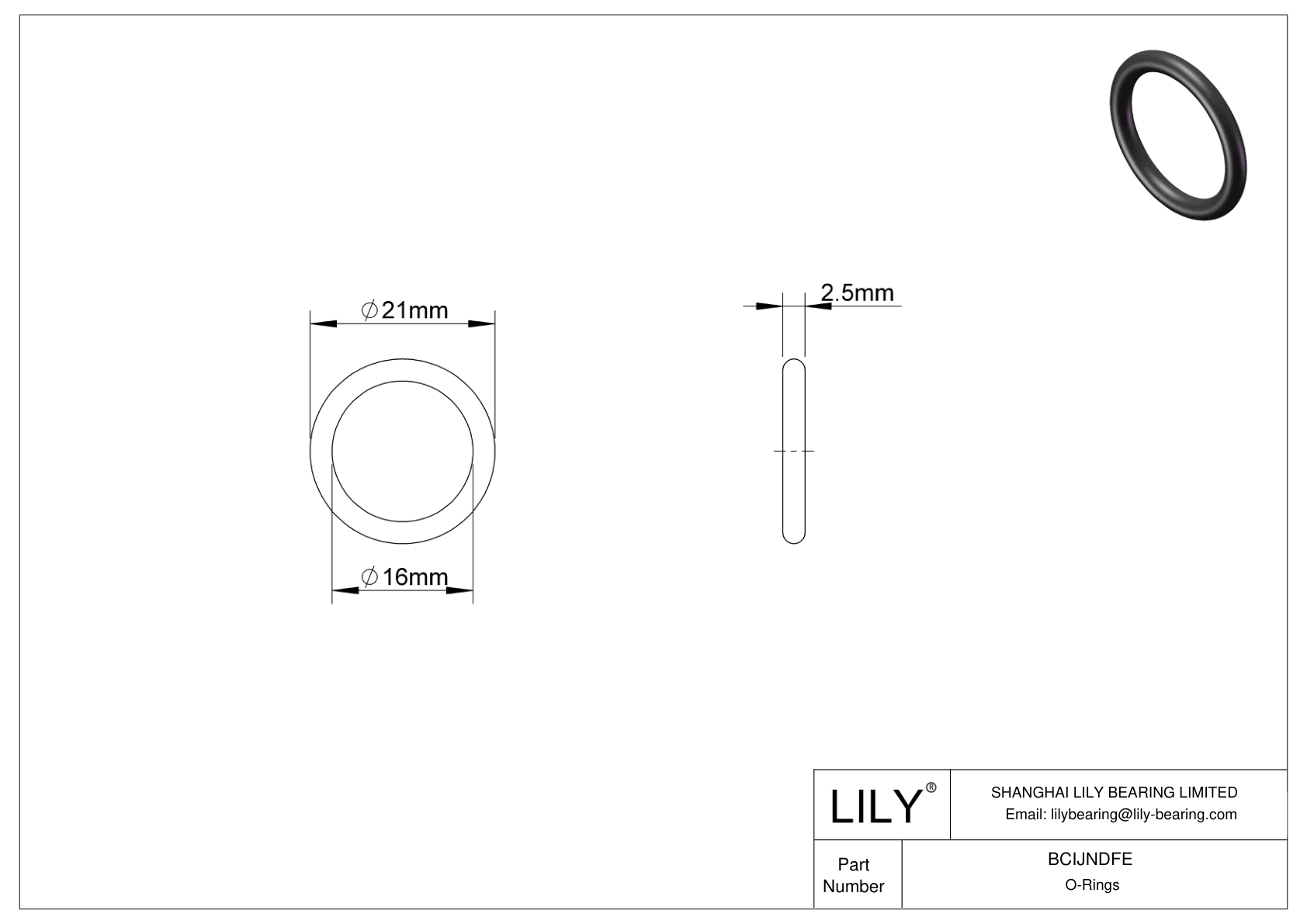 BCIJNDFE Water And Steam Resistant O-Rings cad drawing