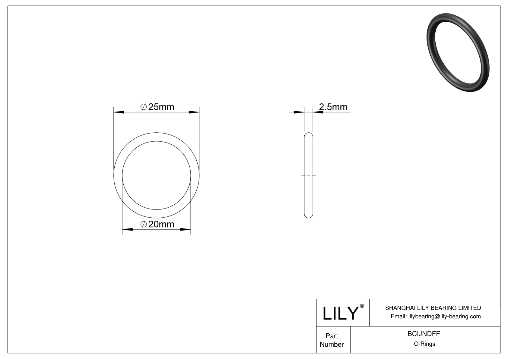 BCIJNDFF Water And Steam Resistant O-Rings cad drawing