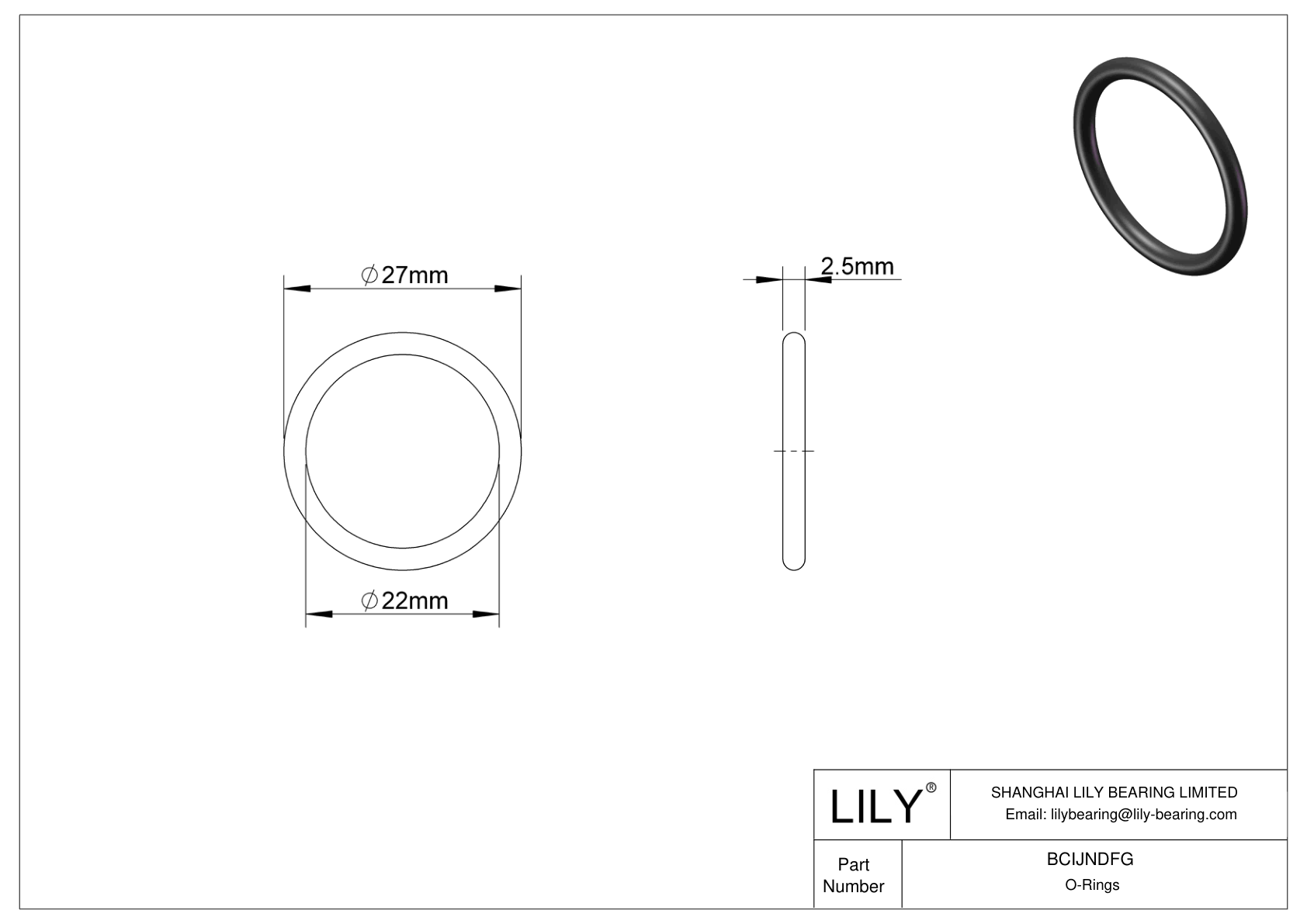 BCIJNDFG Water And Steam Resistant O-Rings cad drawing