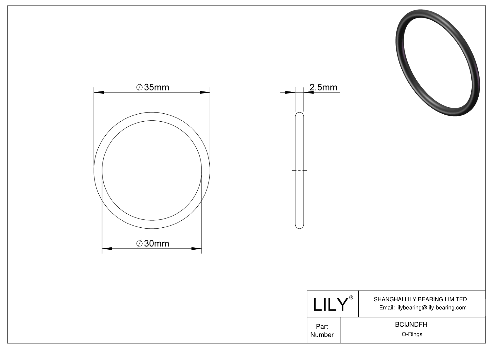 BCIJNDFH Water And Steam Resistant O-Rings cad drawing