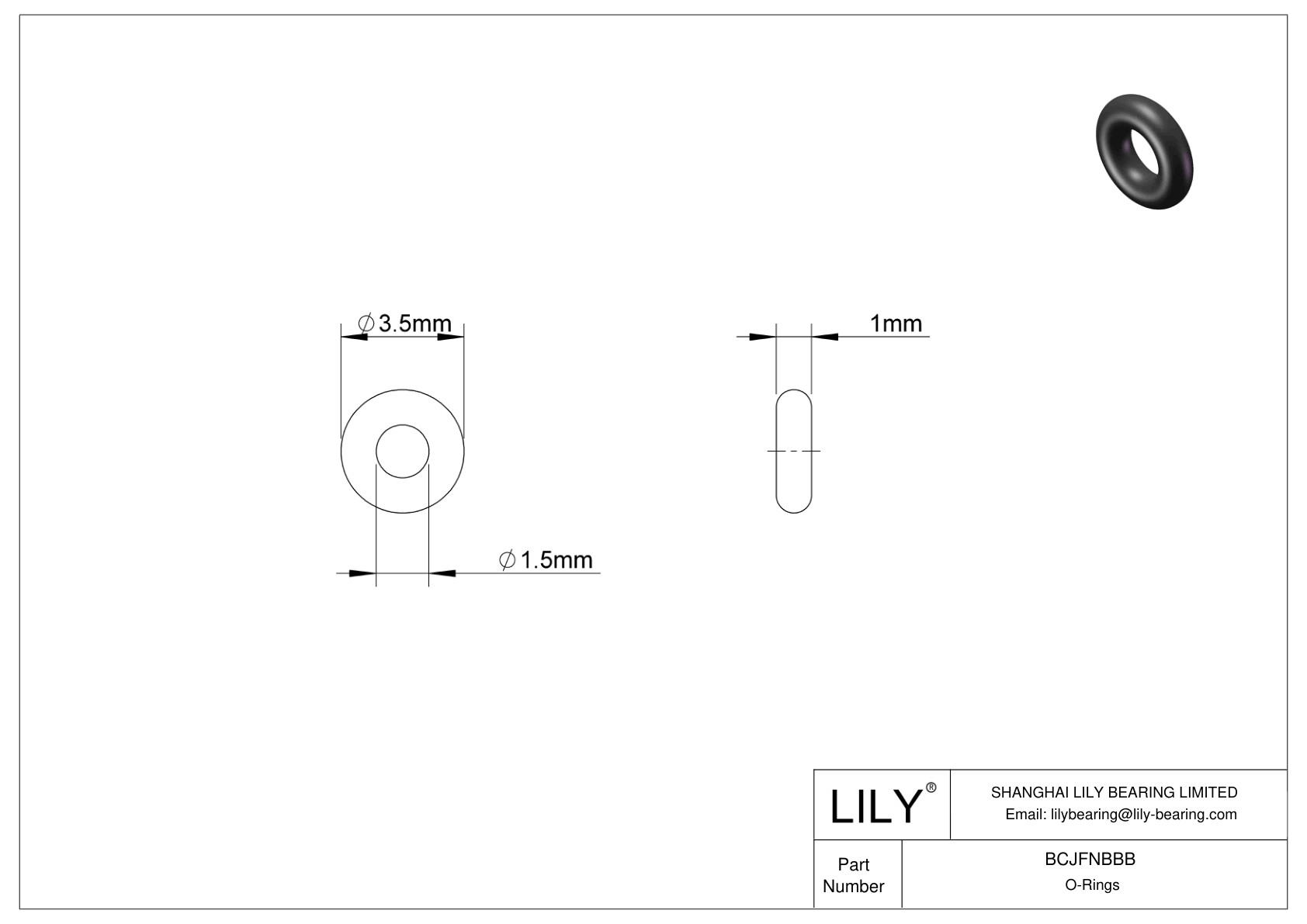 BCJFNBBB Chemical Resistant O-rings Round cad drawing