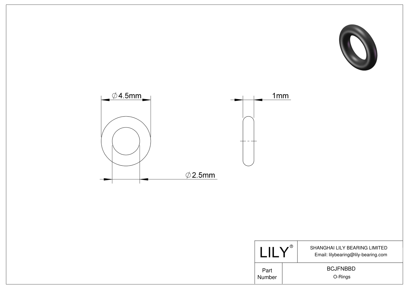 BCJFNBBD Chemical Resistant O-rings Round cad drawing