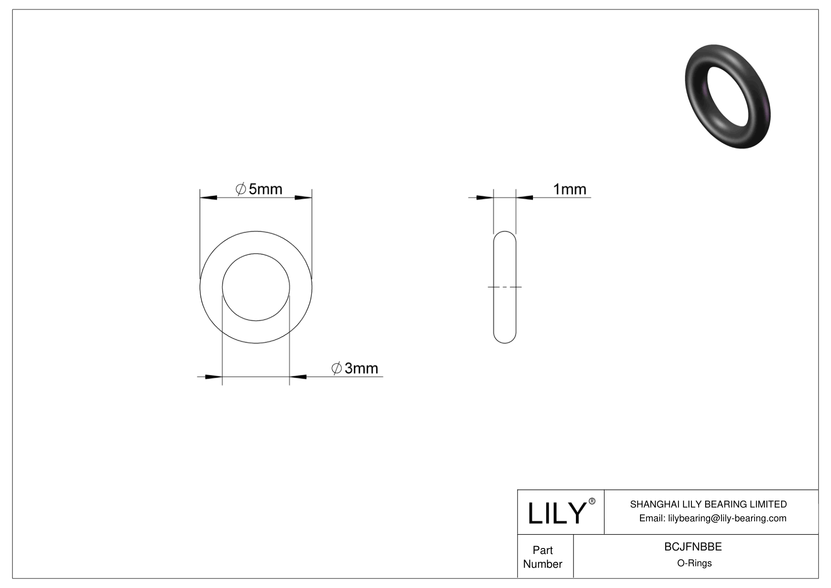 BCJFNBBE Chemical Resistant O-rings Round cad drawing