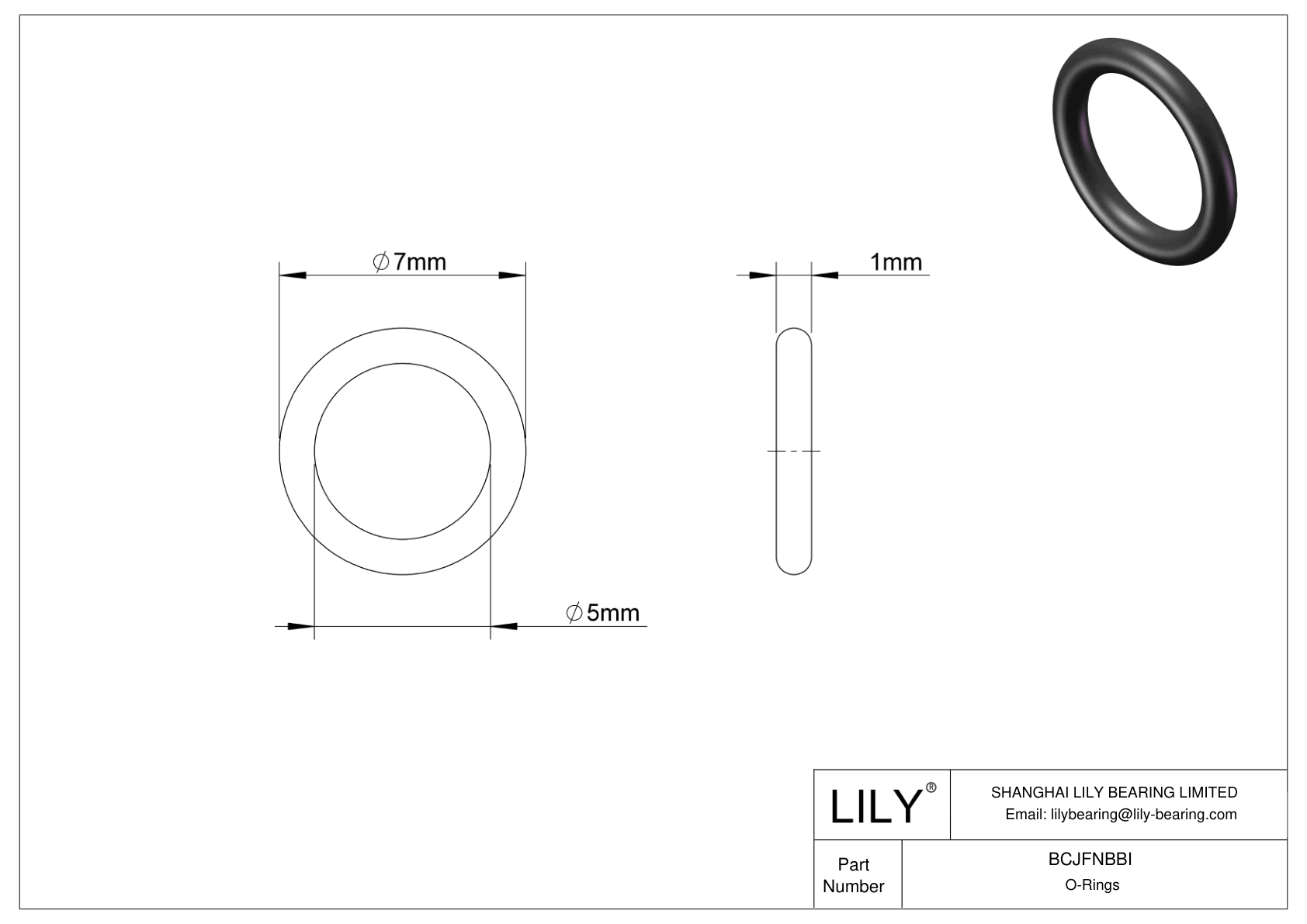 BCJFNBBI Chemical Resistant O-rings Round cad drawing