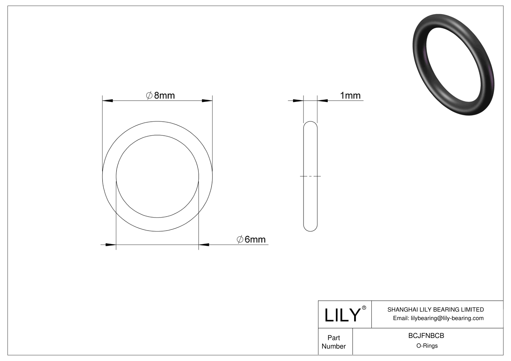 BCJFNBCB Chemical Resistant O-rings Round cad drawing