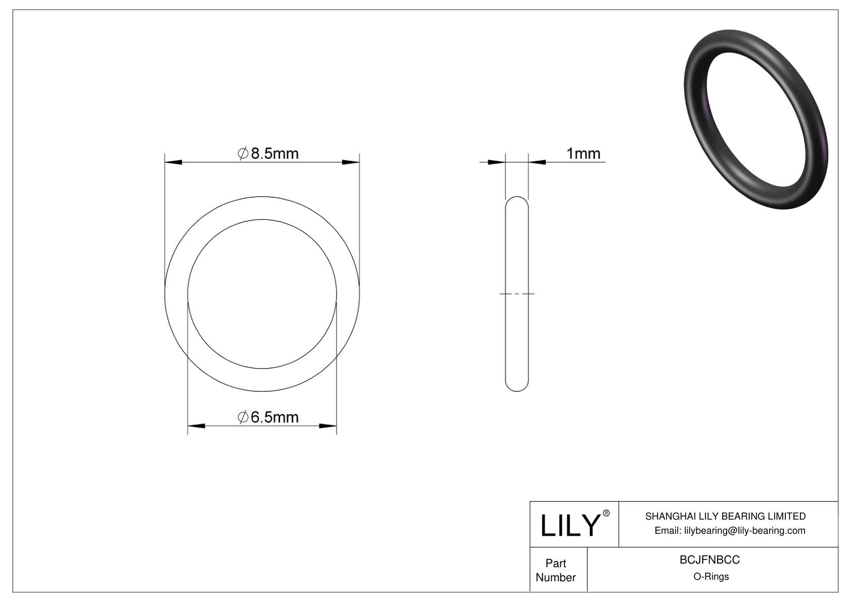 BCJFNBCC Chemical Resistant O-rings Round cad drawing