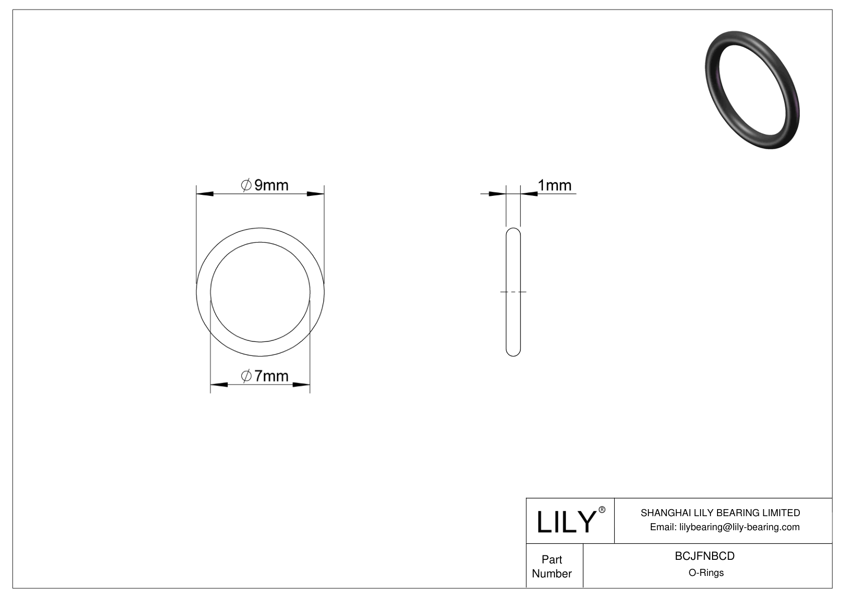 BCJFNBCD Chemical Resistant O-rings Round cad drawing