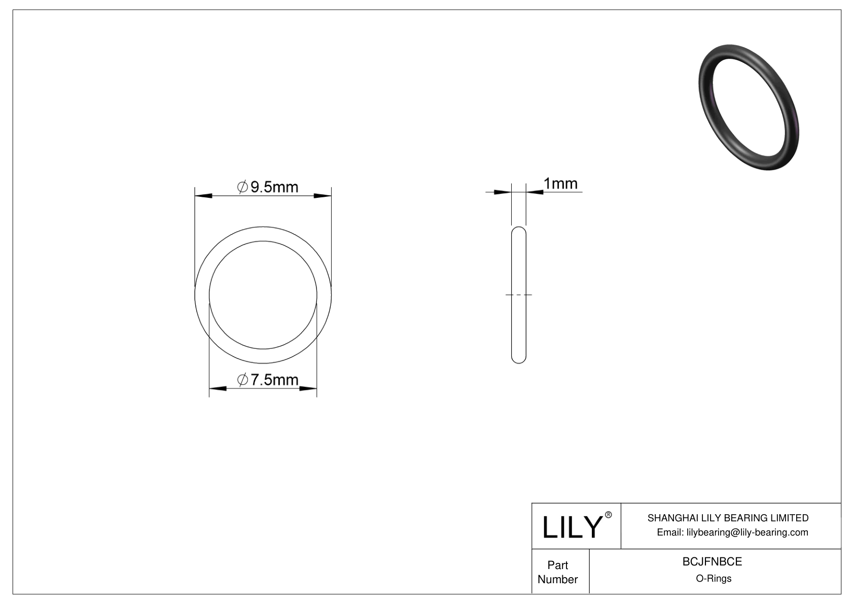 BCJFNBCE Chemical Resistant O-rings Round cad drawing