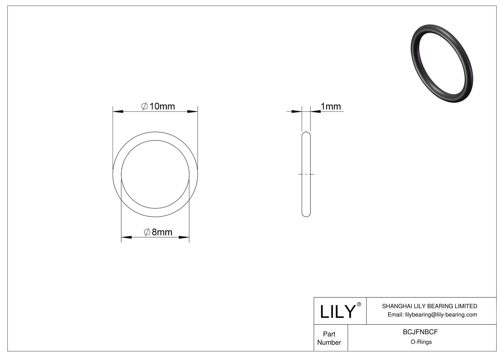 BCJFNBCF Chemical Resistant O-rings Round cad drawing