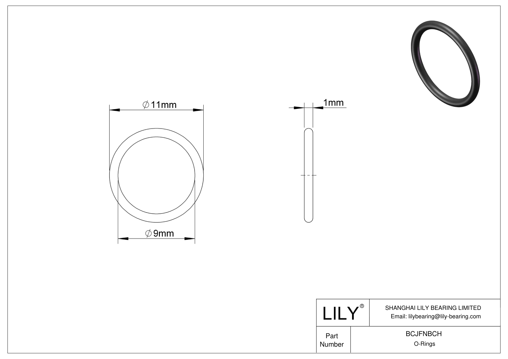 BCJFNBCH Chemical Resistant O-rings Round cad drawing