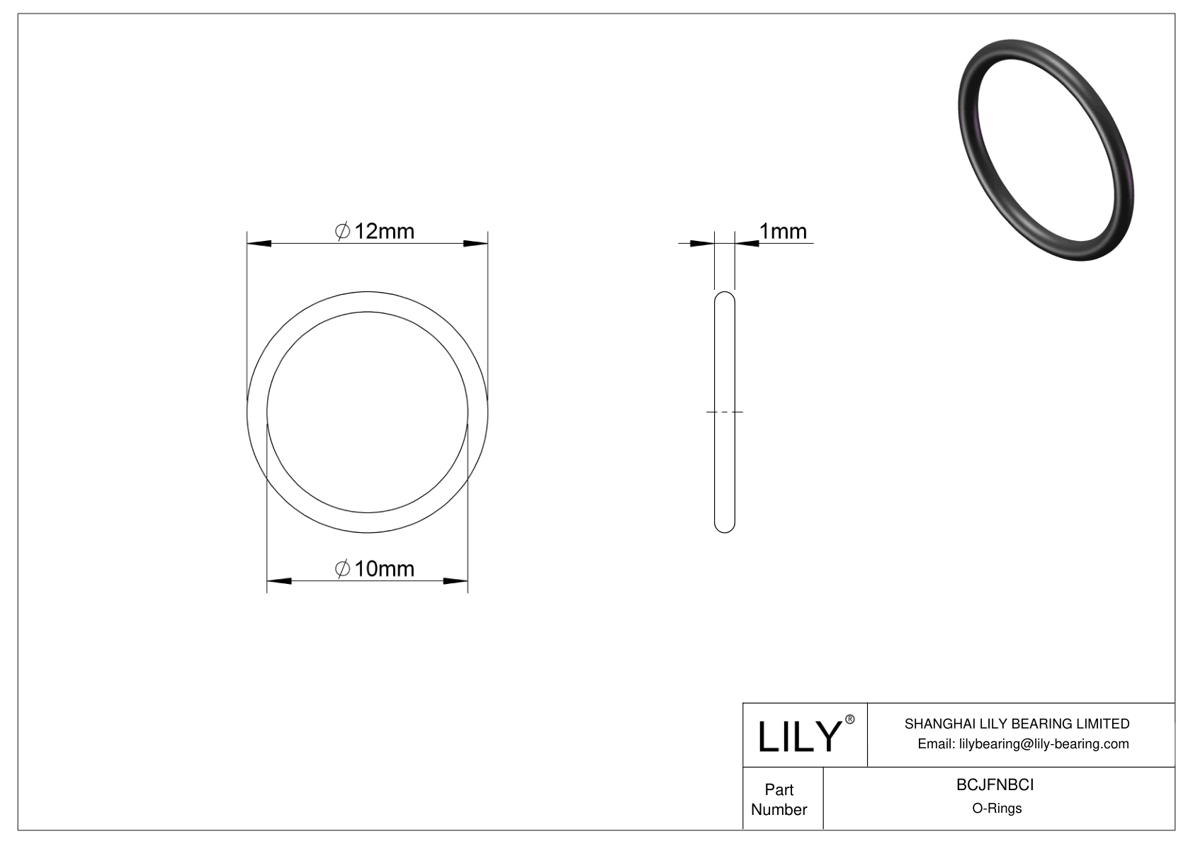 BCJFNBCI Chemical Resistant O-rings Round cad drawing