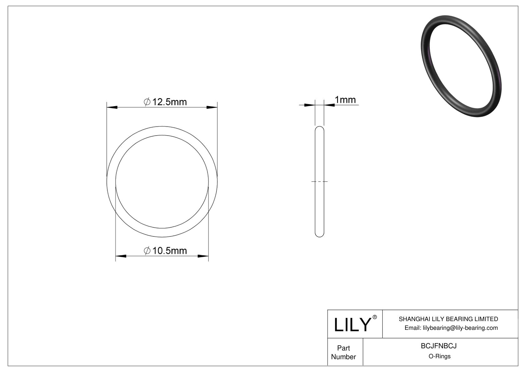 BCJFNBCJ Chemical Resistant O-rings Round cad drawing