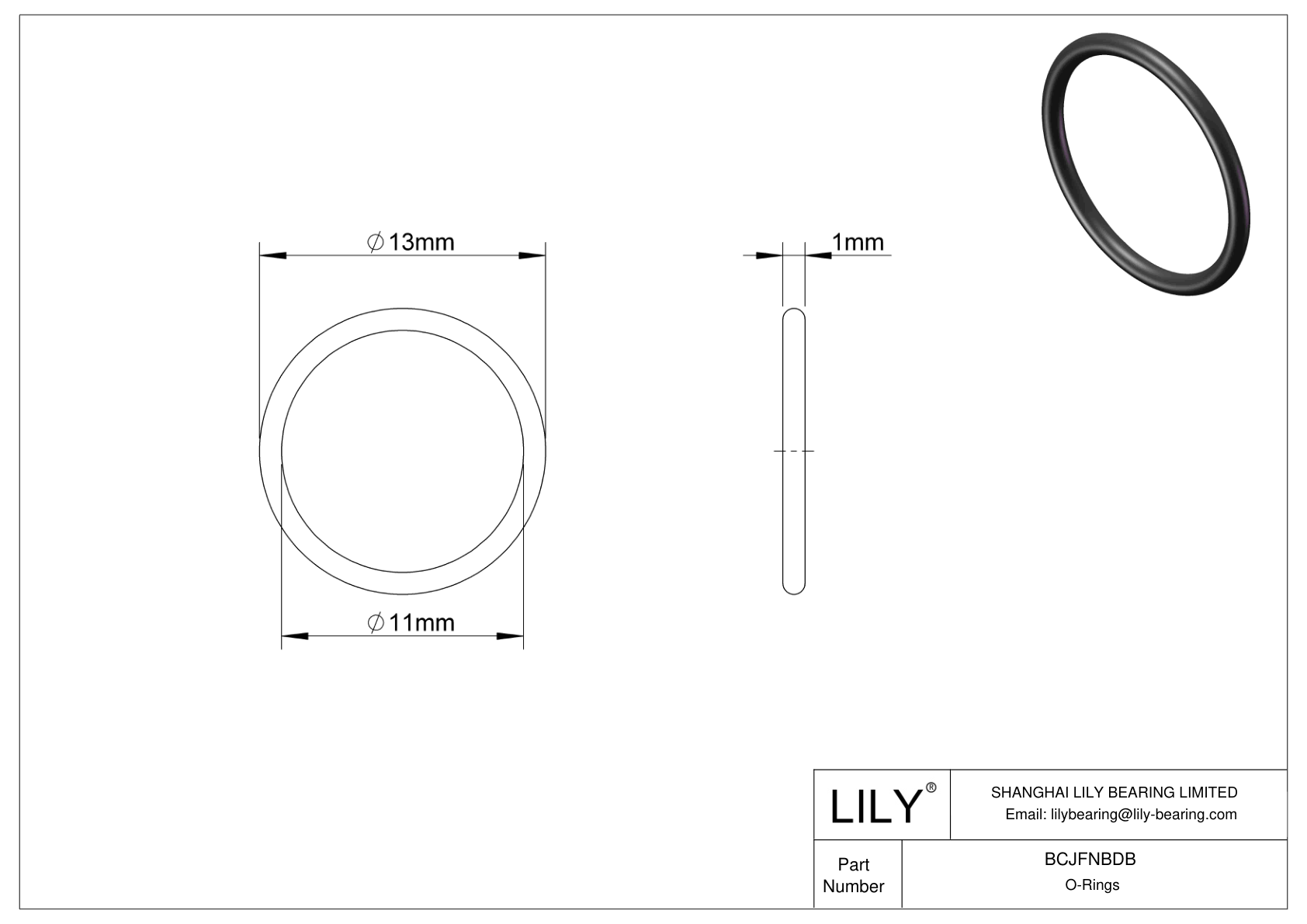 BCJFNBDB Chemical Resistant O-rings Round cad drawing