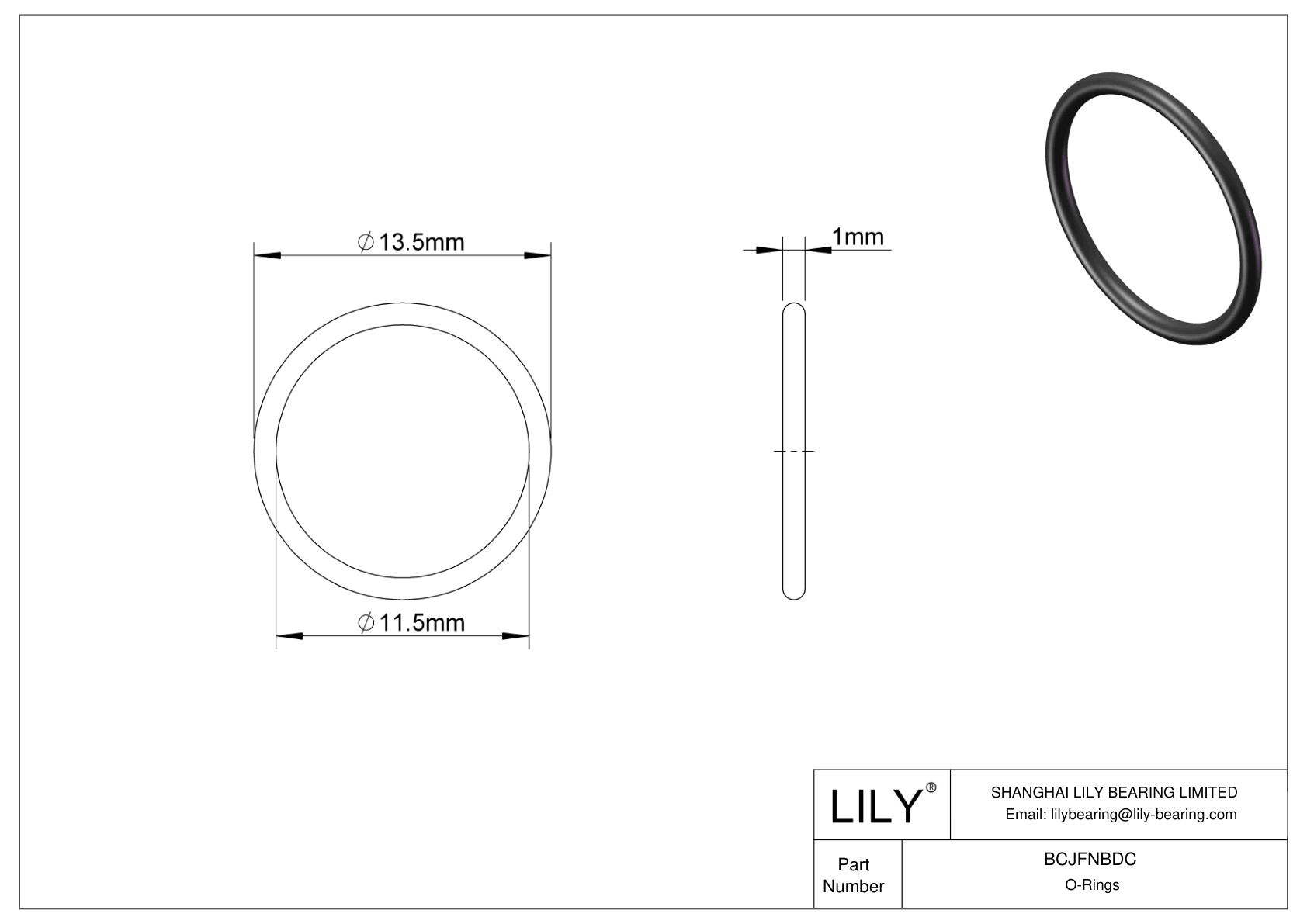 BCJFNBDC Chemical Resistant O-rings Round cad drawing