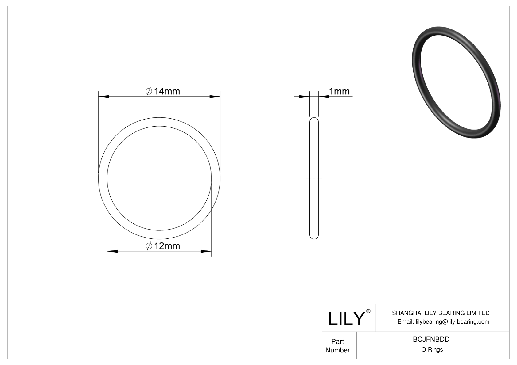 BCJFNBDD Chemical Resistant O-rings Round cad drawing