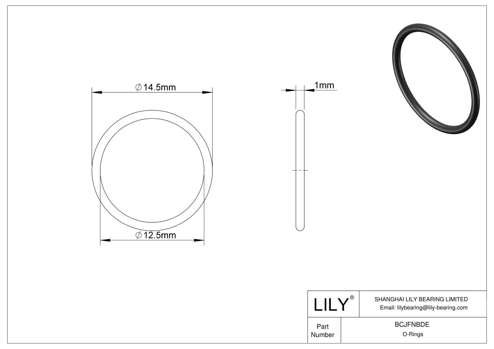 BCJFNBDE Chemical Resistant O-rings Round cad drawing