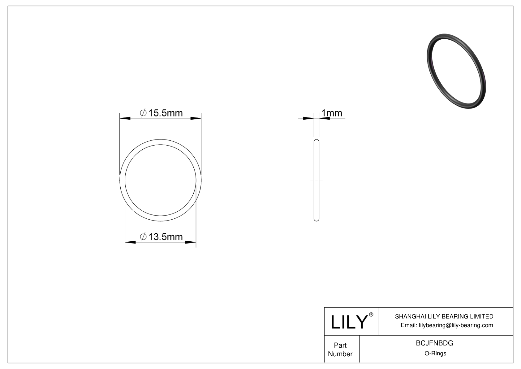 BCJFNBDG Chemical Resistant O-rings Round cad drawing