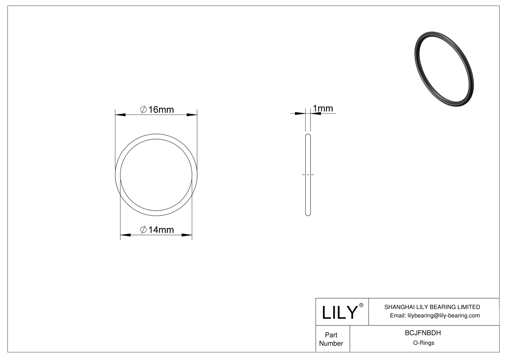 BCJFNBDH Chemical Resistant O-rings Round cad drawing