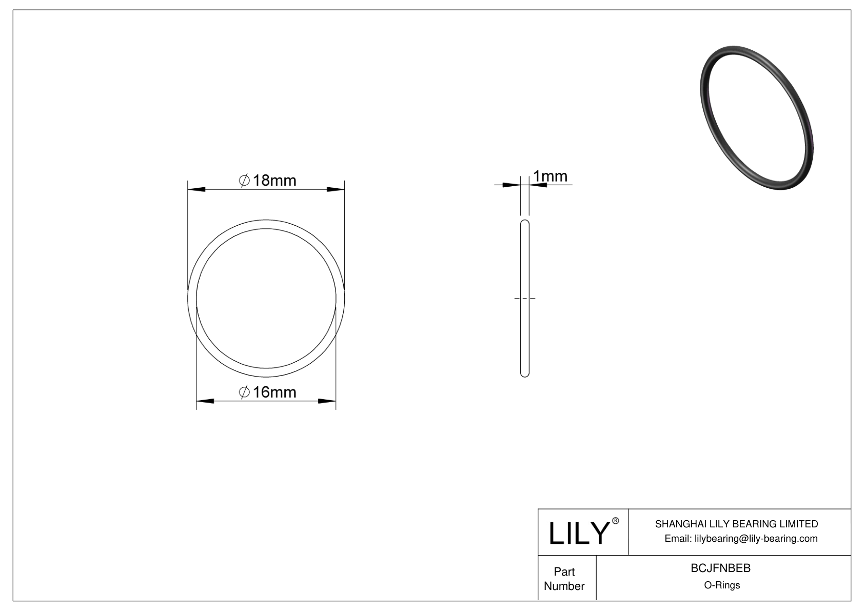 BCJFNBEB Chemical Resistant O-rings Round cad drawing