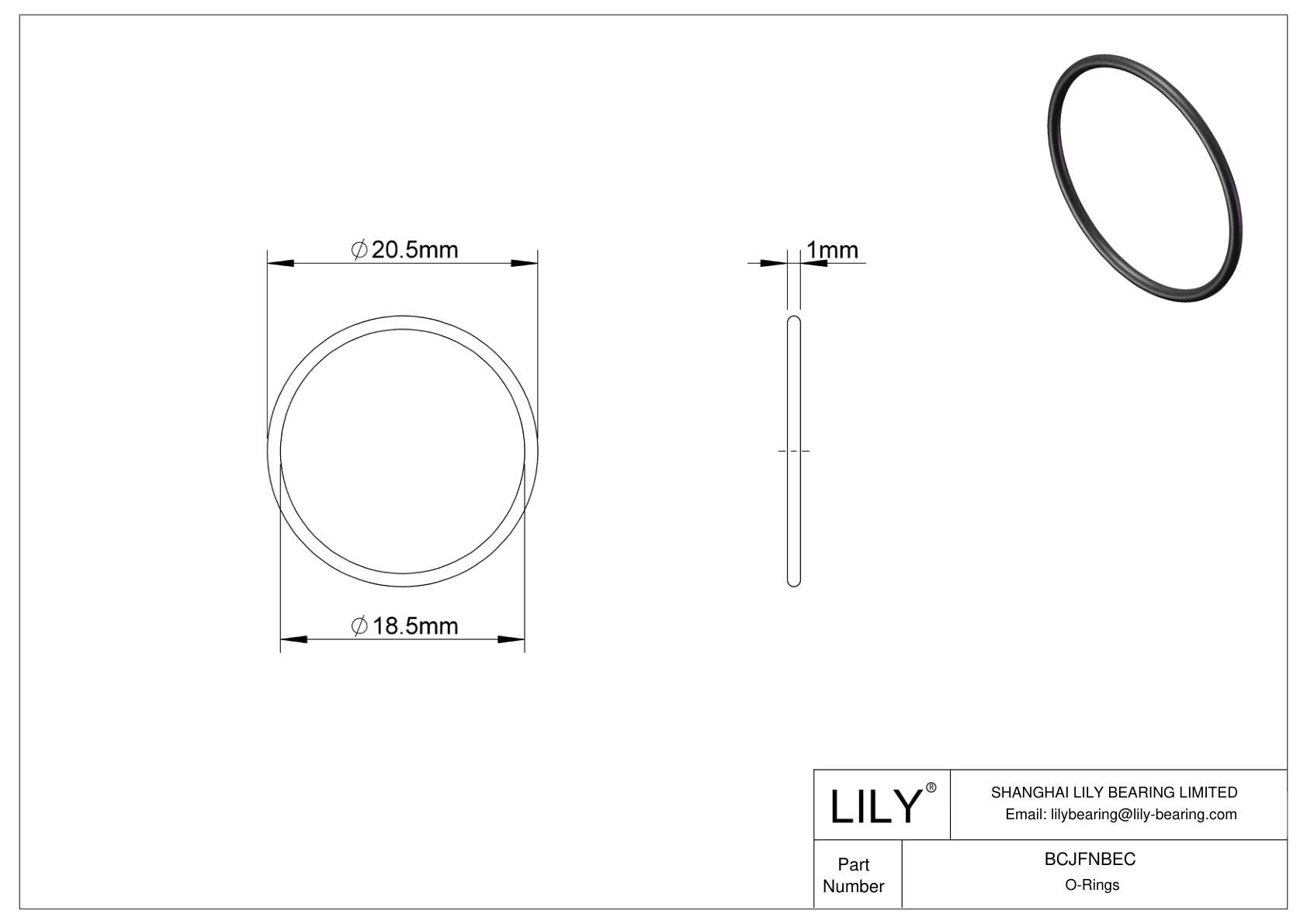 BCJFNBEC Chemical Resistant O-rings Round cad drawing