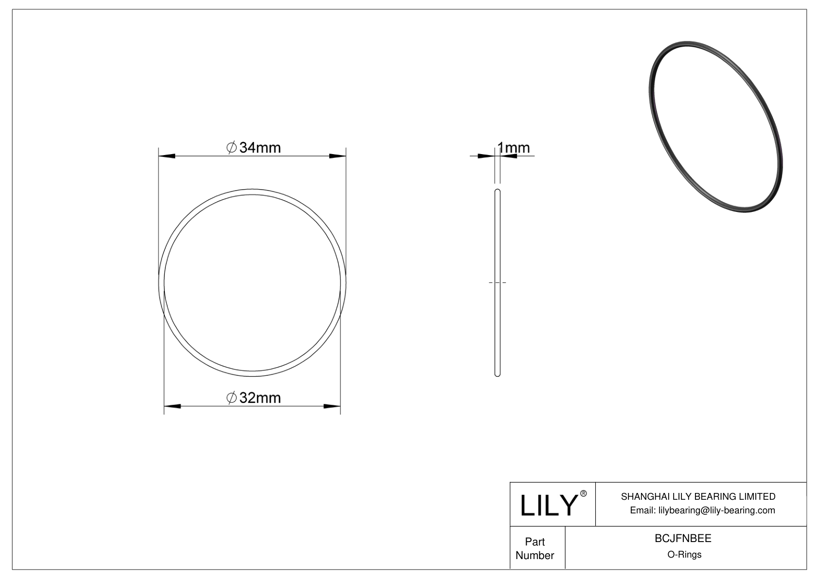 BCJFNBEE Chemical Resistant O-rings Round cad drawing